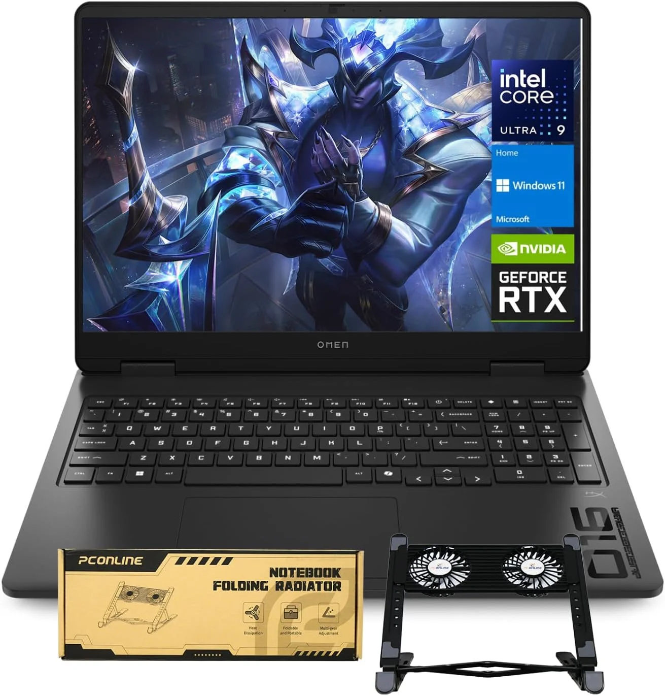 لپ تاپ گیمینگ فوق باریک HP OMEN 16 با پردازنده گرافیکی RTX 5060، صفحه نمایش 16 اینچی FHD+ 144Hz، پردازنده Intel Ultra 9 285H (بهتر از Intel i9-14900)، رم 64 گیگابایتی DDR5، حافظه SSD 2 ترابایتی، کیبورد با نور پس زمینه، همراه با خنک کننده لپ تاپ PCO، مشکی