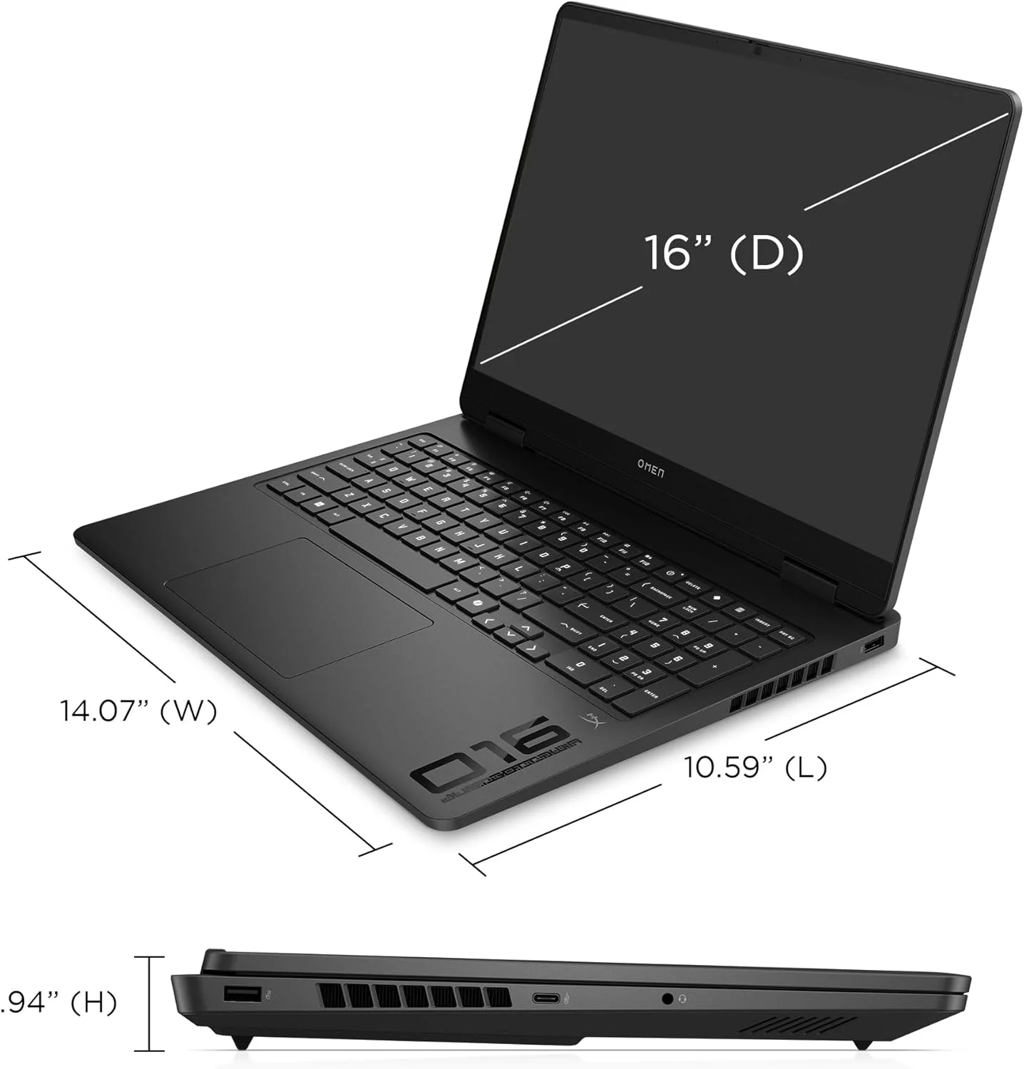 لپ تاپ گیمینگ OMEN 16-am0018ne، صفحه نمایش 16 اینچی WQXGA، پردازنده Intel® Core™ i7-14650HX، رم 16 گیگابایتی DDR5، حافظه SSD 1 ترابایتی، کارت گرافیک 8 گیگابایتی NVIDIA® GeForce RTX™ 5060، صفحه کلید انگلیسی/عربی، ویندوز 11 هوم، مشکی سایه [BZ6B9EA]