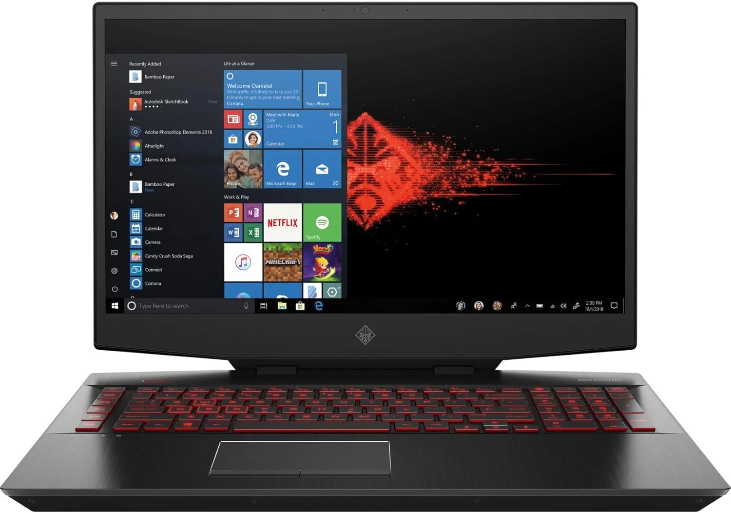 لپ تاپ گیمینگ و سرگرمی HP OMEN 17-cb1080nr (Intel i7-10750H 6 هسته ای، 16 گیگابایت رم، 512 گیگابایت SSD، RTX 2070 Super، 17.3 اینچ Full HD (1920x1080)، WiFi، Win 10 Home) با MS 365 Personal، Hub