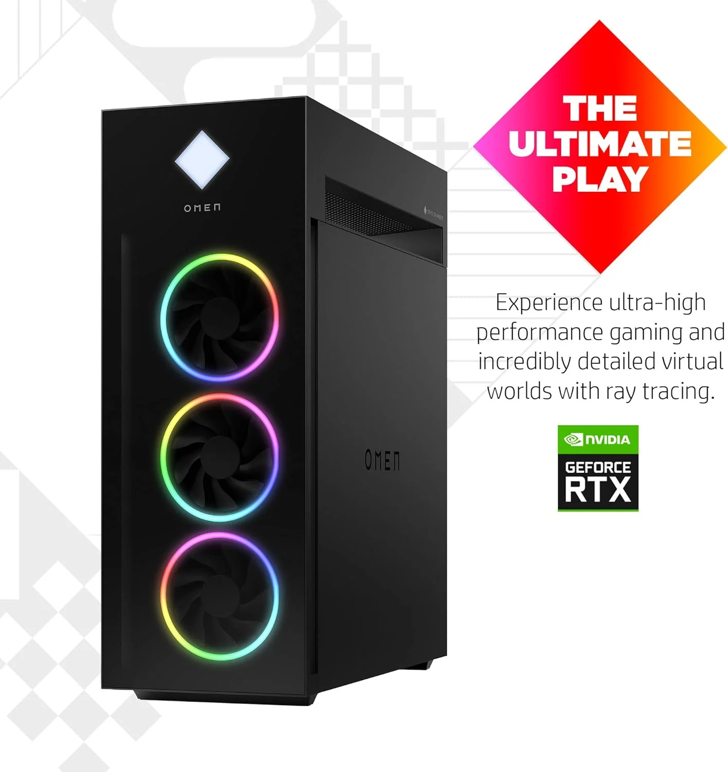 کامپیوتر رومیزی گیمینگ HP OMEN 45L، AMD Ryzen 9 7900X، رم 64 گیگابایتی، درایو حالت جامد 2 ترابایتی، کارت گرافیک NVIDIA GeForce RTX 4090، ویندوز 11 پرو، GT22-1190 (2023)