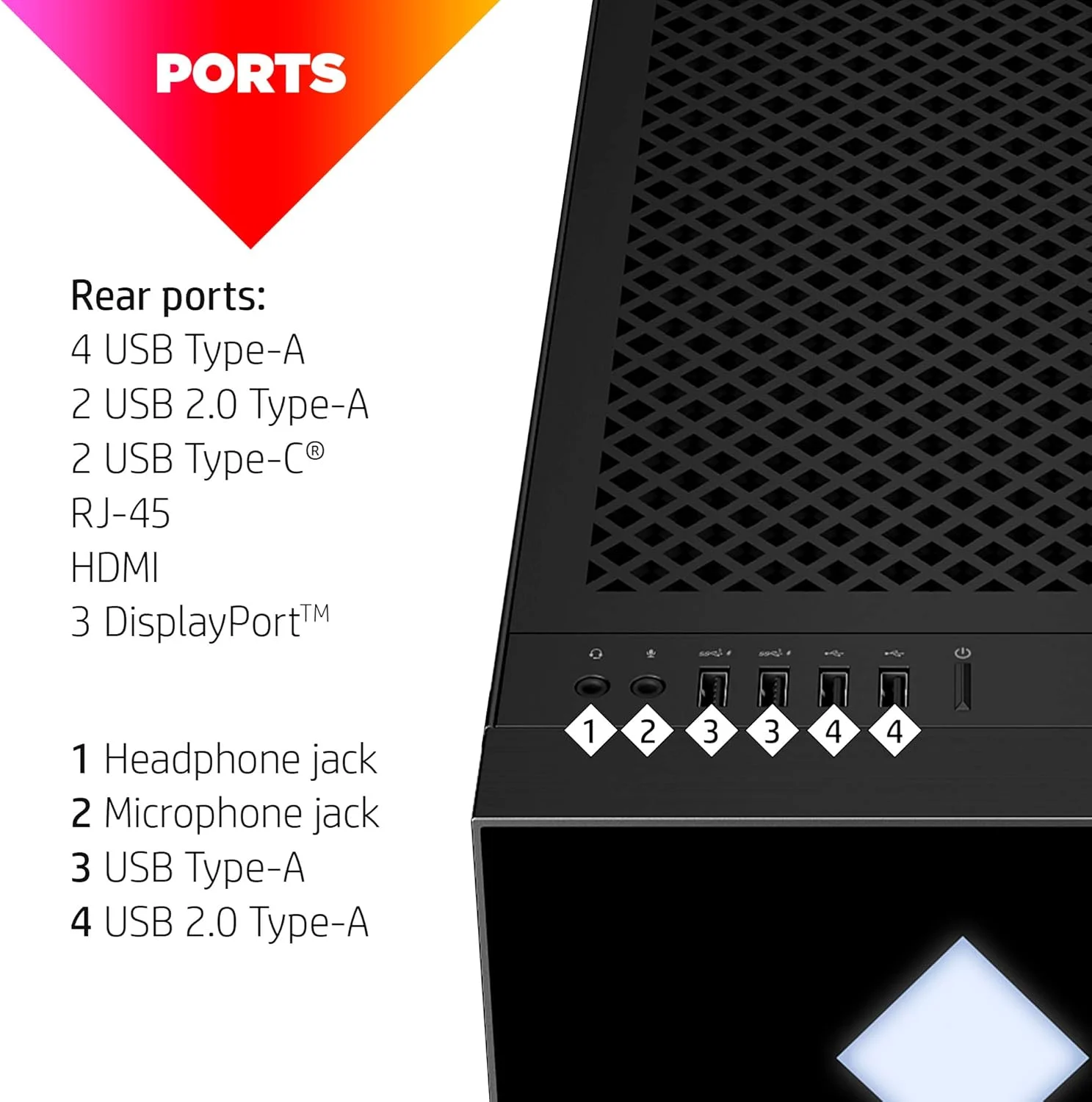 کامپیوتر رومیزی گیمینگ HP OMEN 45L، AMD Ryzen 9 7900X، رم 64 گیگابایتی، درایو حالت جامد 2 ترابایتی، کارت گرافیک NVIDIA GeForce RTX 4090، ویندوز 11 پرو، GT22-1190 (2023)