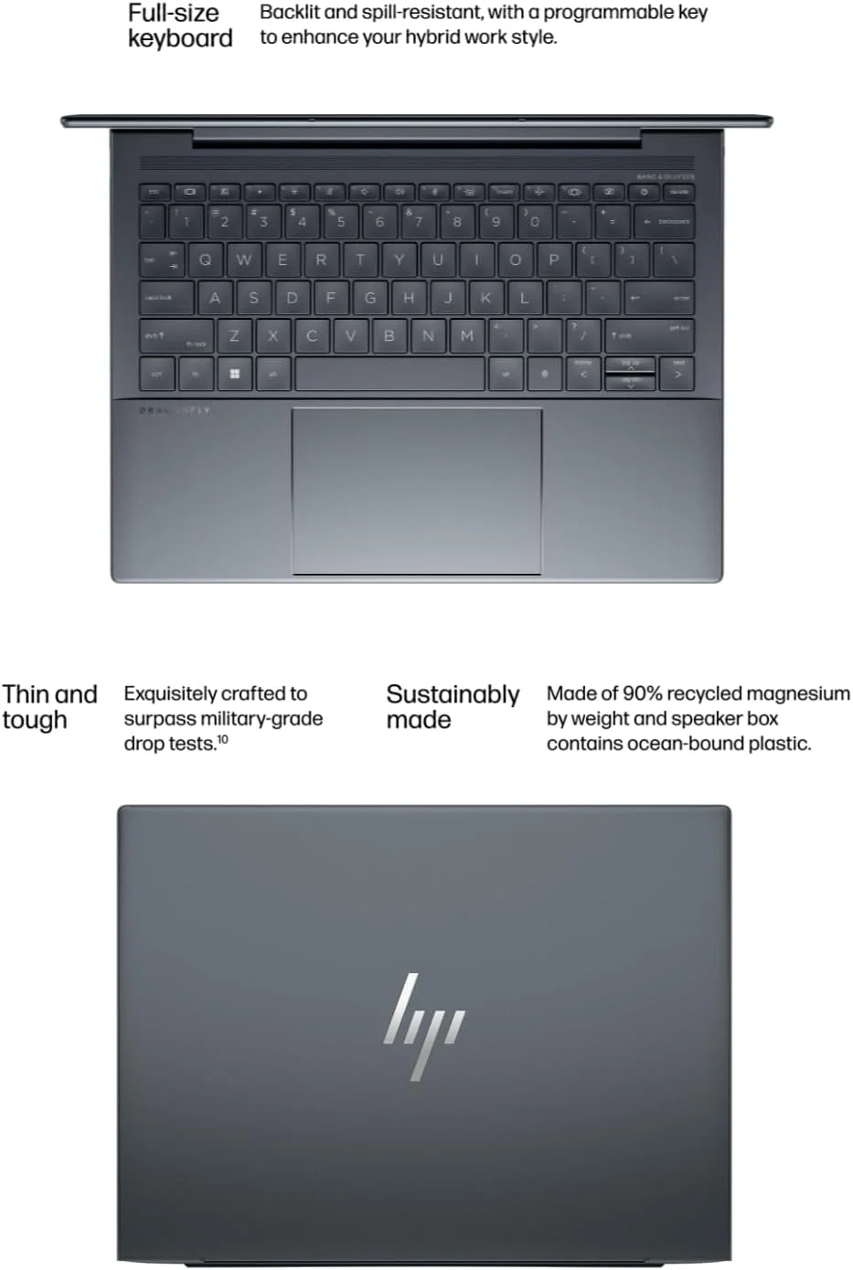 لپ تاپ باریک و سبک HP Dragonfly G4 با صفحه نمایش لمسی 13.5 اینچی WUXGA 400 Nits - Intel Evo Core i7-1355U - Thunderbolt4 – دارای نور پس زمینه - شاتر حفظ حریم خصوصی - 32 گیگابایت رم - Win11 Pro با HDMI (32 گیگابایت رم | 1 ترابایت PCIE SSD)