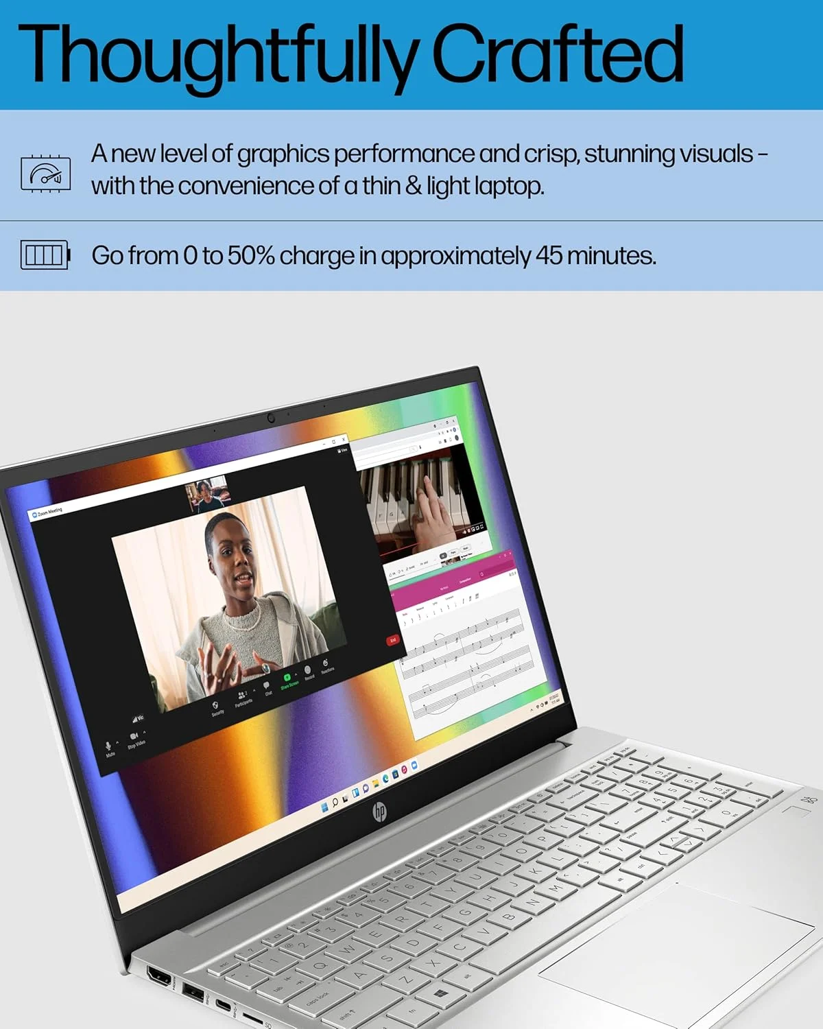 لپ تاپ HP Pavilion 15، پردازنده نسل دوازدهم Intel Core i7-1255U، رم 16 گیگابایتی، SSD 512 گیگابایتی، صفحه نمایش 15.6 اینچی Full HD، ویندوز 11 پرو، حسگر اثر انگشت، Wi-Fi و بلوتوث، وب کم HD (15-eg2025nr 2022)