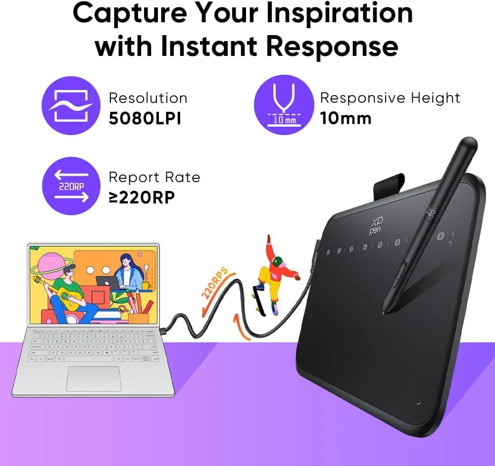 تبلت طراحی XP-PEN Deco 640 با 16384 سطح حساسیت فشار، قلم بدون باتری، پد طراحی OSU 6*4 اینچی، تبلت گرافیکی برای طراحی دیجیتال، آموزش، طراحی، ویرایش کار برای کامپیوتر، مک، اندروید تبلت طراحی XP-PEN Deco 640 با 16384 سطح حساسیت فشار، قلم بدون باتری، پد طراحی OSU 6*4 اینچی، تبلت گرافیکی برای طراحی دیجیتال، آموزش، طراحی، ویرایش کار برای کامپیوتر، مک، اندروید
