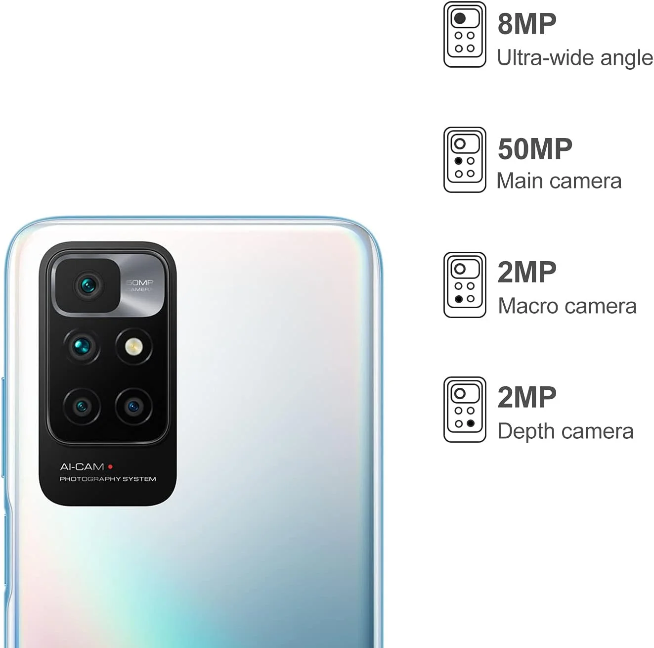 شیائومی ردمی 10 دو سیم کارت 6.5 اینچ FHD+ صفحه نمایش حفره ای آبی اقیانوسی 4 گیگابایت رم 64 گیگابایت 4G LTE