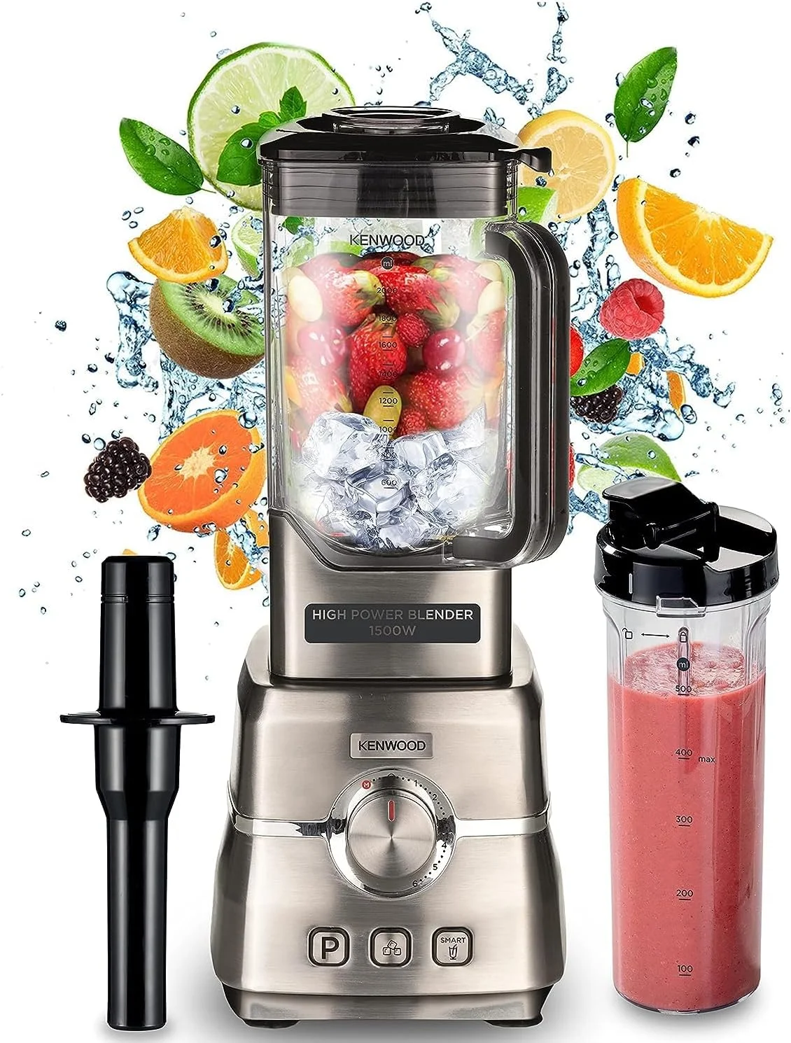 مخلوط کن قدرتمند کنوود 1500 وات با پارچ 2 لیتری تریتان، بطری Smoothie2Go 500 میلی لیتری و درب، اهرم مخلوط کن/فشار دهنده غذا، 6 سرعت + 3 برنامه از پیش تعیین شده، عملکرد خرد کردن یخ مدل BLM91.640Ss نقره ای مخلوط کن قدرتمند کنوود 1500 وات با پارچ 2 لیتری تریتان، بطری Smoothie2Go 500 میلی لیتری و درب، اهرم مخلوط کن/فشار دهنده غذا، 6 سرعت + 3 برنامه از پیش تعیین شده، عملکرد خرد کردن یخ مدل BLM91.640Ss نقره ای