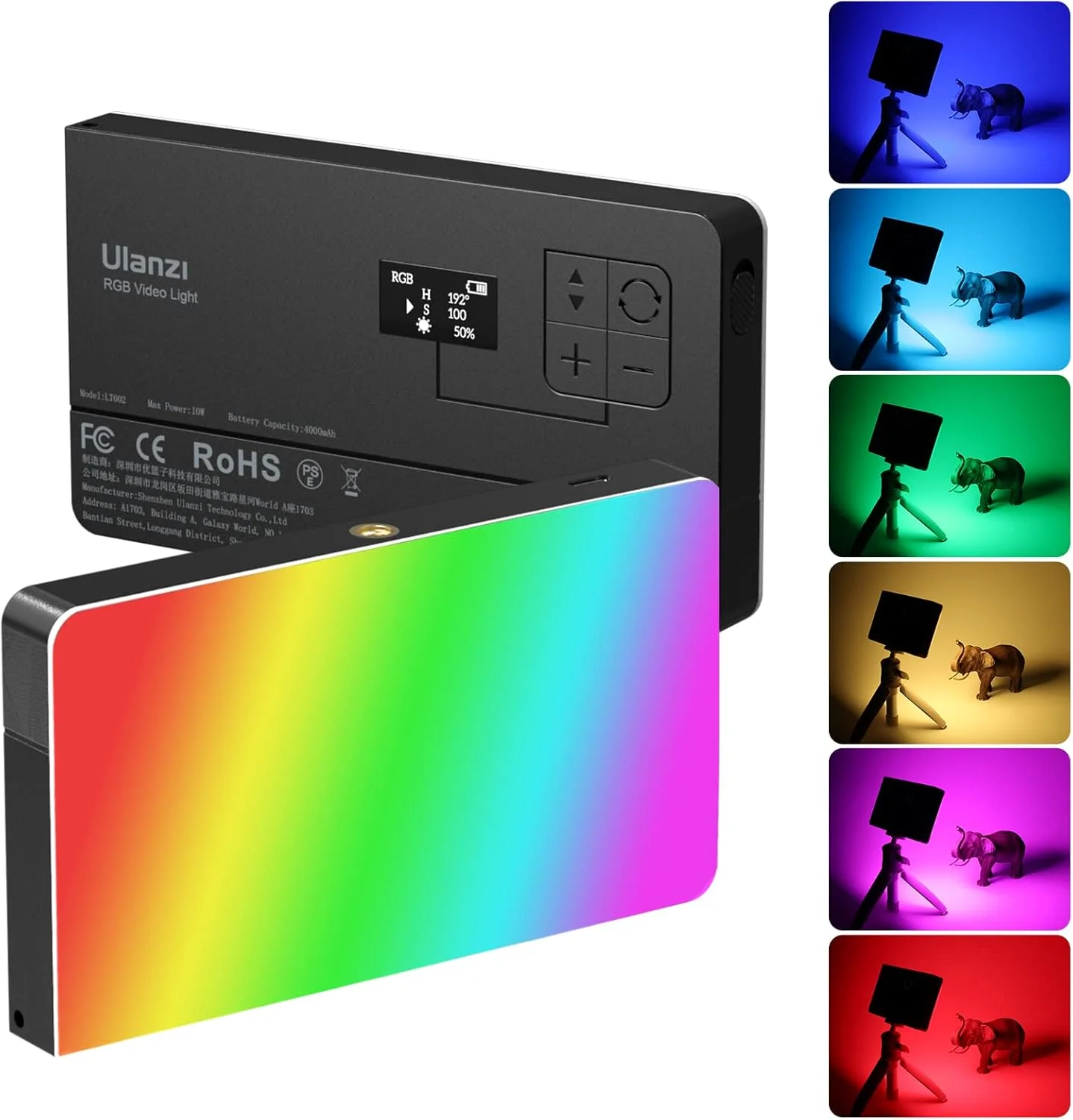 نور ویدئویی RGB مدل ULANZI PL-01، نور دوربین RGB قابل حمل با باتری 4000mAh، 360 درجه رنگ، 20 جلوه نوری، CRI≥95 2500-9000K پنل LED نورپردازی عکاسی DSLR برای یوتیوب، کنفرانس ویدئویی، ولاگ