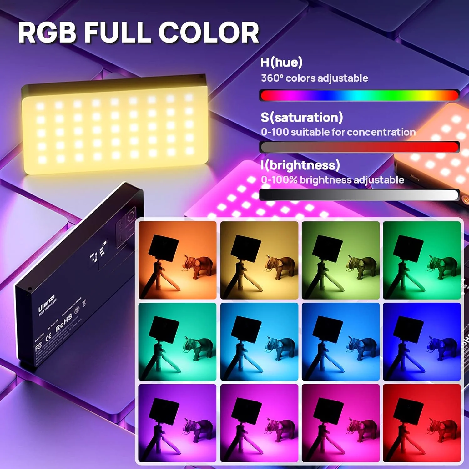 نور ویدئویی RGB مدل ULANZI PL-01، نور دوربین RGB قابل حمل با باتری 4000mAh، 360 درجه رنگ، 20 جلوه نوری، CRI≥95 2500-9000K پنل LED نورپردازی عکاسی DSLR برای یوتیوب، کنفرانس ویدئویی، ولاگ نور ویدئویی RGB مدل ULANZI PL-01، نور دوربین RGB قابل حمل با باتری 4000mAh، 360 درجه رنگ، 20 جلوه نوری، CRI≥95 2500-9000K پنل LED نورپردازی عکاسی DSLR برای یوتیوب، کنفرانس ویدئویی، ولاگ