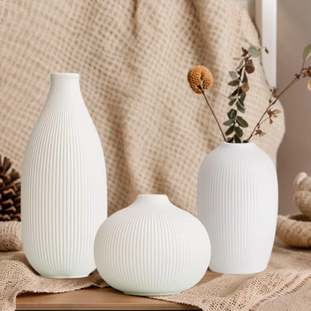 گلدان کوچک، ست گلدان سرامیکی سفید شیک 3 عددی - دکوراسیون منزل به سبک اسلامی برای اتاق نشیمن، هدیه ماه رمضان، گلدان های رومیزی به سبک عربی برای دورهمی های خانوادگی و تزیین میز عروسی گلدان کوچک، ست گلدان سرامیکی سفید شیک 3 عددی - دکوراسیون منزل به سبک اسلامی برای اتاق نشیمن، هدیه ماه رمضان، گلدان های رومیزی به سبک عربی برای دورهمی های خانوادگی و تزیین میز عروسی