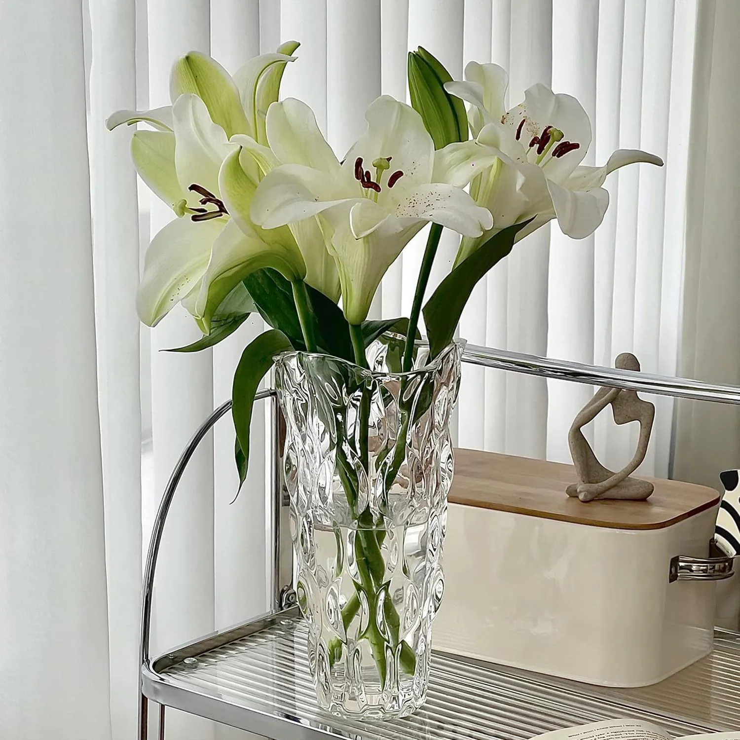 گلدان شیشه ای کریستالی مدرن SYOSI برای گل، سنگین و بلند، مناسب دکوراسیون منزل (شفاف) گلدان شیشه ای کریستالی مدرن SYOSI برای گل، سنگین و بلند، مناسب دکوراسیون منزل (شفاف)