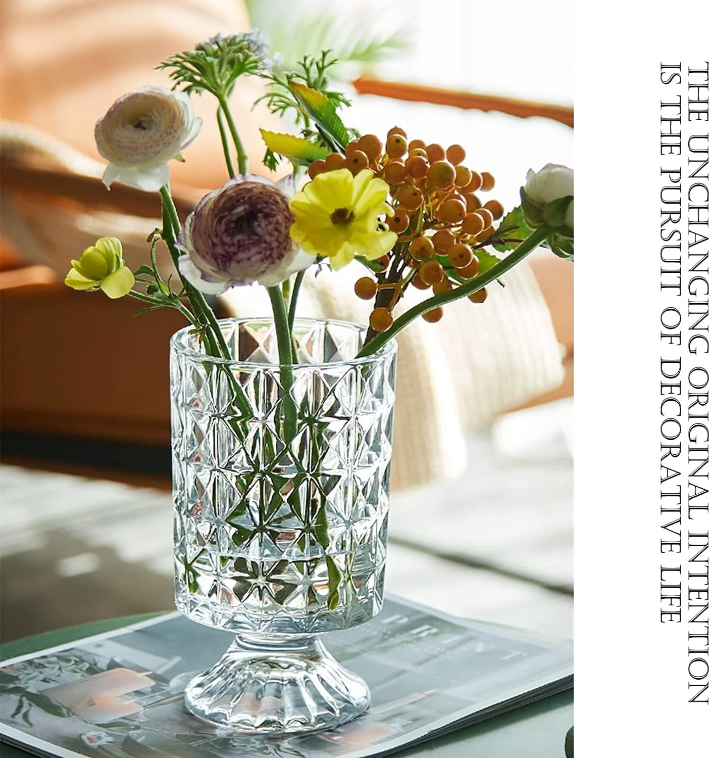 گلدان شیشه ای شفاف SYOSI، گلدان تزئینی جام شکل برای دکوراسیون اتاق نشیمن، میز ناهارخوری، دفتر کار گلدان شیشه ای شفاف SYOSI، گلدان تزئینی جام شکل برای دکوراسیون اتاق نشیمن، میز ناهارخوری، دفتر کار