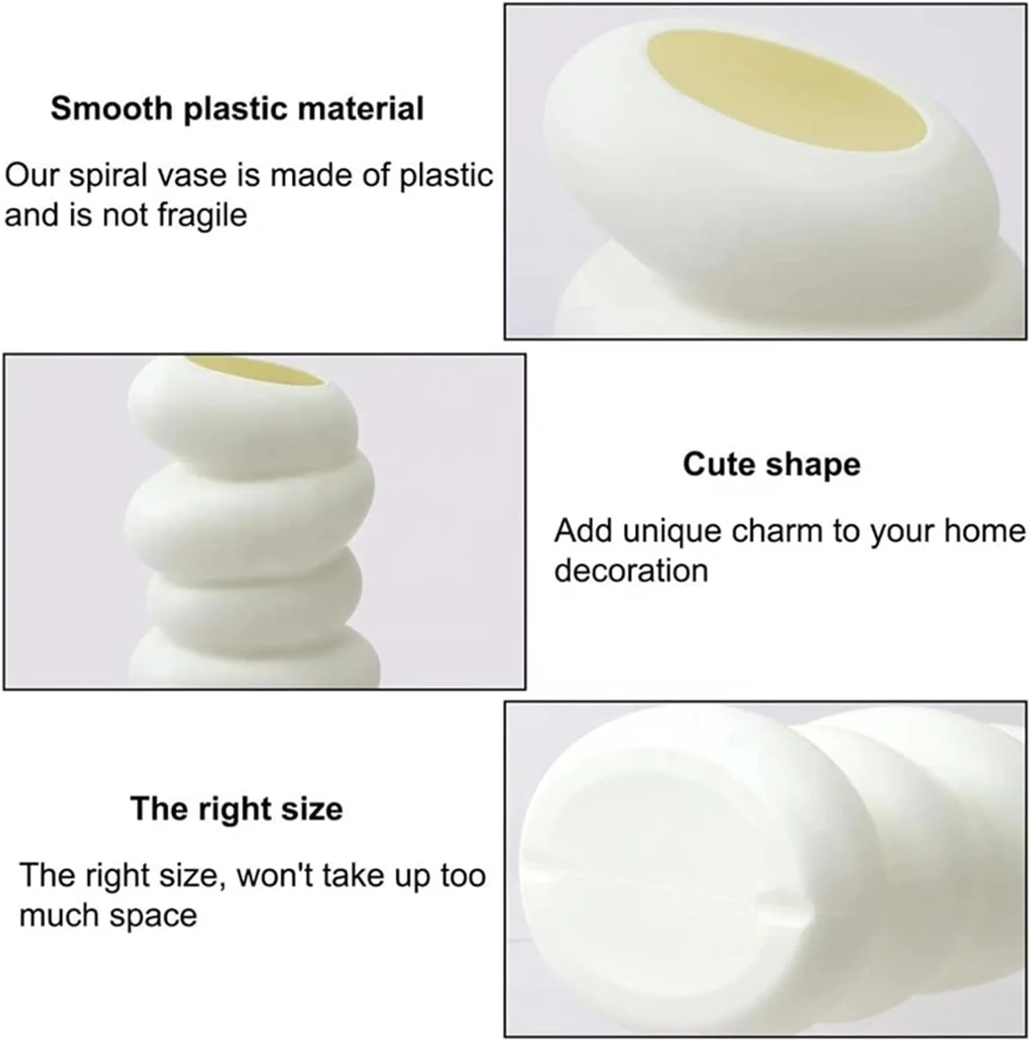 گلدان مارپیچ پلاستیکی سفید Tikwoork، ظرف خلاقانه چیدمان گل به سبک نوردیک برای تزئین آشپزخانه، اتاق نشیمن، اتاق خواب و منزل