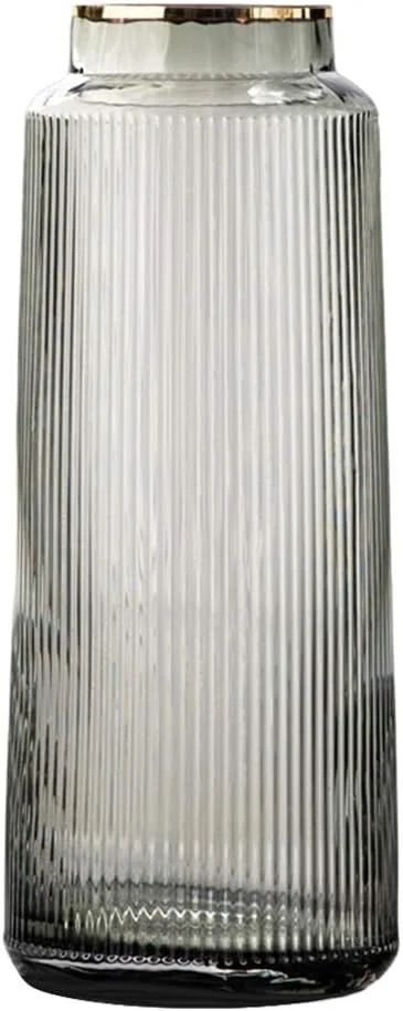 گلدان شیشه ای شفاف YRHH، گلدان گل شیشه ای کریستالی ضخیم برای چیدمان گل، دکوراسیون منزل و عروسی، 3 سایز - خاکستری 30 سانتی متر