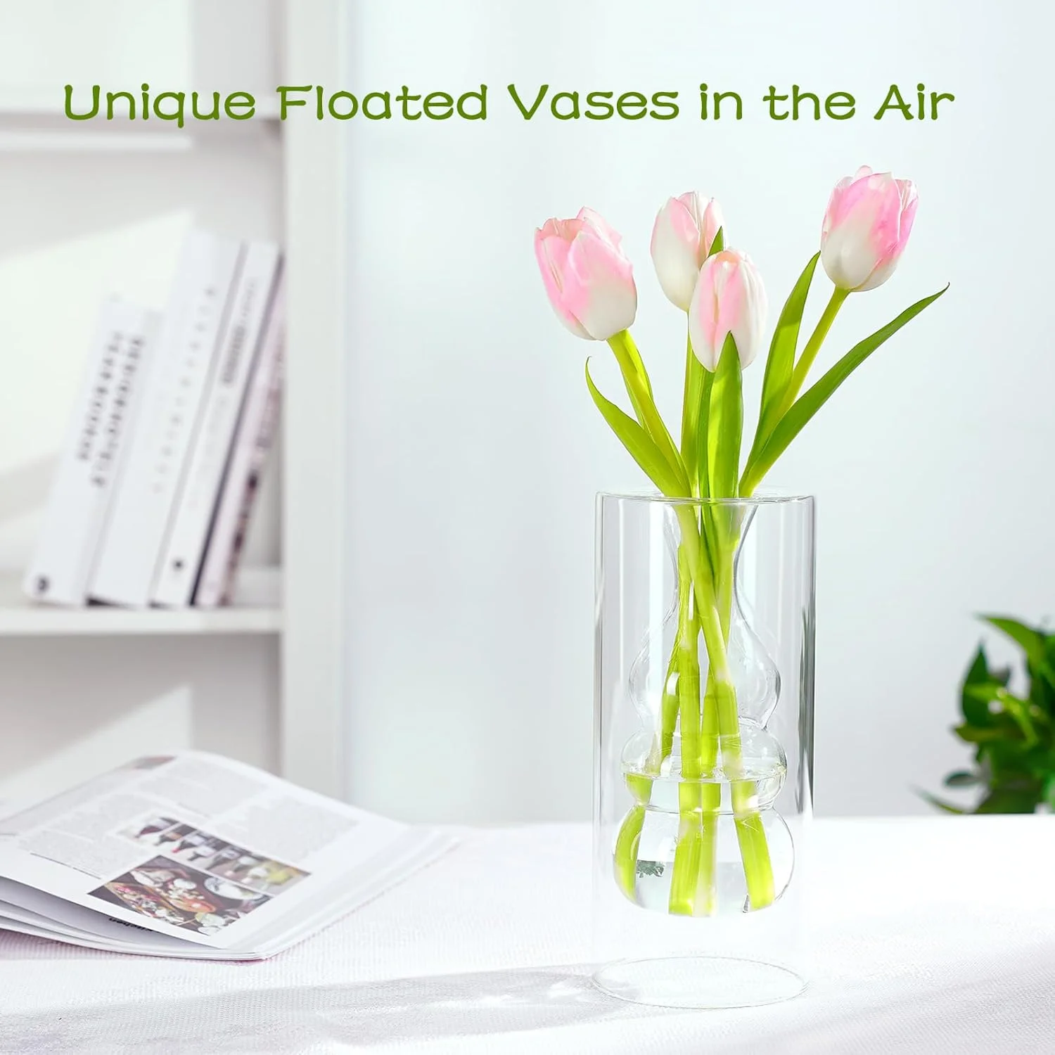 گلدان شیشه ای حبابی شفاف ZENS، گلدان شیشه ای مدرن دست ساز توخالی برای تزئینات عروسی، دسته گل کوچک دکوراسیون منزل.