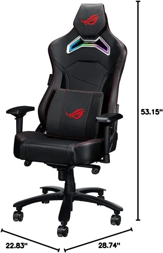 صندلی گیمینگ ایسوس ROG SL300C ROG Chariot RGB با پشتیبانی کمری مموری فوم، دسته های قابل تنظیم 4D، پشتی قابل تنظیم، جنس چرم مصنوعی تنفسی، چرخ های PU بادوام، نورپردازی یکپارچه Aura RGB
