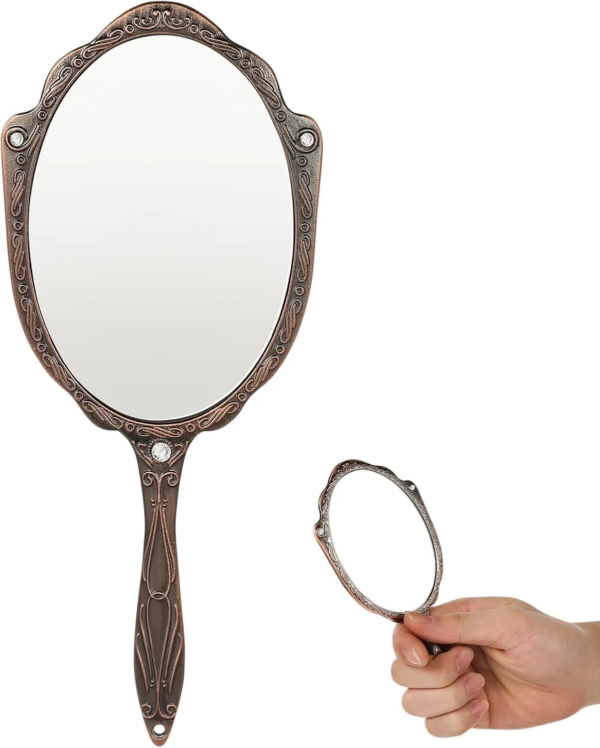 آینه دستی قابل حمل ABOOFAN، آینه آرایشی، آینه دستی تزئینی، آینه دستی قابل حمل برای آرایش، آینه آرایشی بانوان به سبک قدیمی