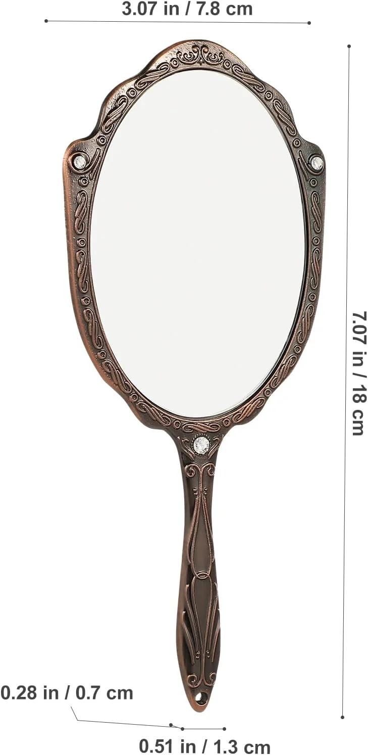 آینه دستی قابل حمل ABOOFAN، آینه آرایشی، آینه دستی تزئینی، آینه دستی قابل حمل برای آرایش، آینه آرایشی بانوان به سبک قدیمی