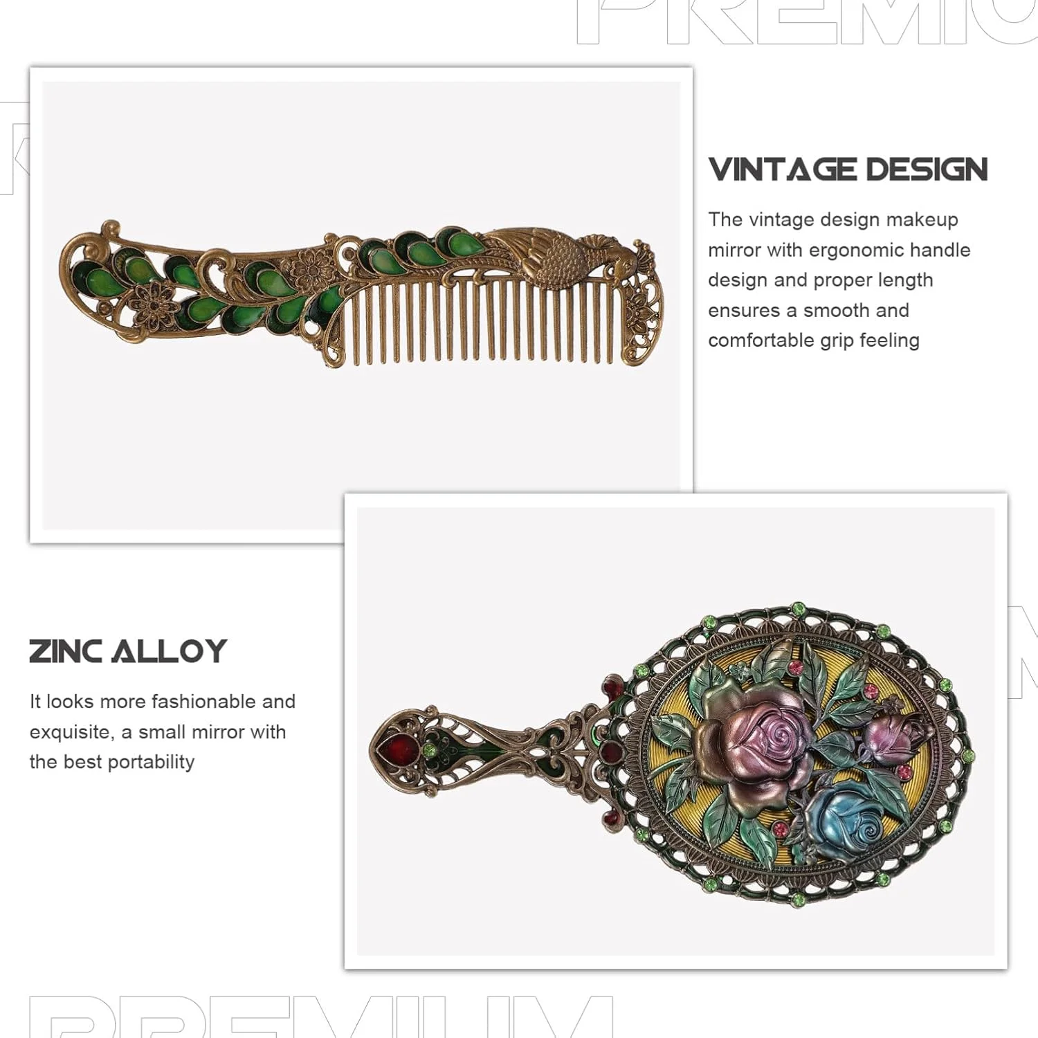 ست آینه دستی و برس موی آنتیک، ابزار آرایش مسافرتی شیک برای زنان و دختران، لوازم جانبی زیبایی وینتیج