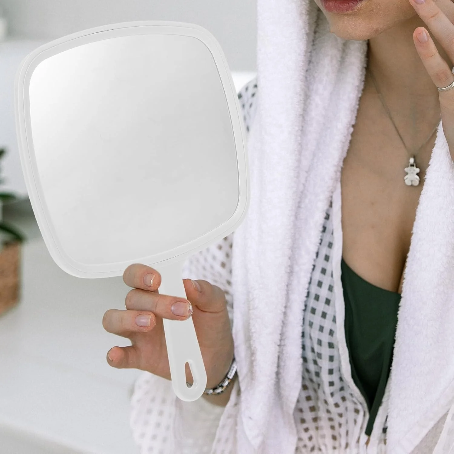 آینه دستی Baluue، آینه آرایشی تزئینی، آینه دستی مسافرتی، آینه آرایش دستی دخترانه ساده زنانه