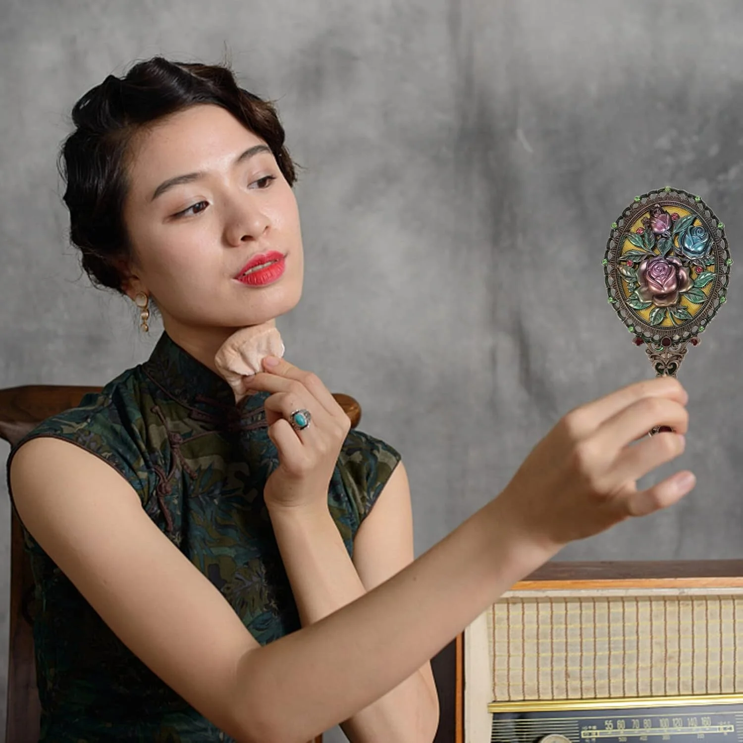 ست آینه دستی و برس موی آنتیک، ابزار آرایش مسافرتی شیک برای زنان و دختران، لوازم جانبی زیبایی وینتیج