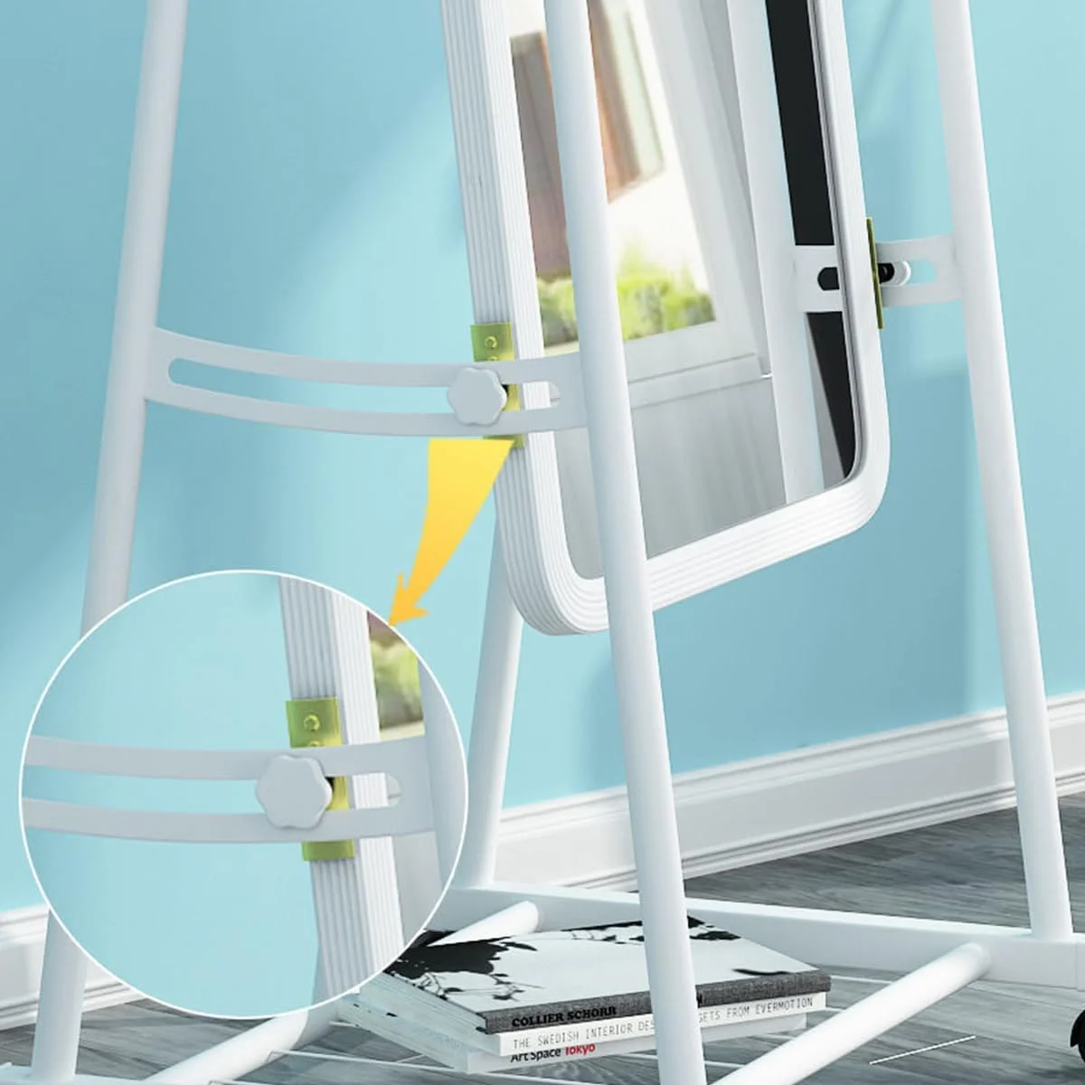 آینه قدی دکوراتیو با قاب فلزی، مناسب اتاق پرو (160X42.5X32.5 سانتی متر) (مشکی)