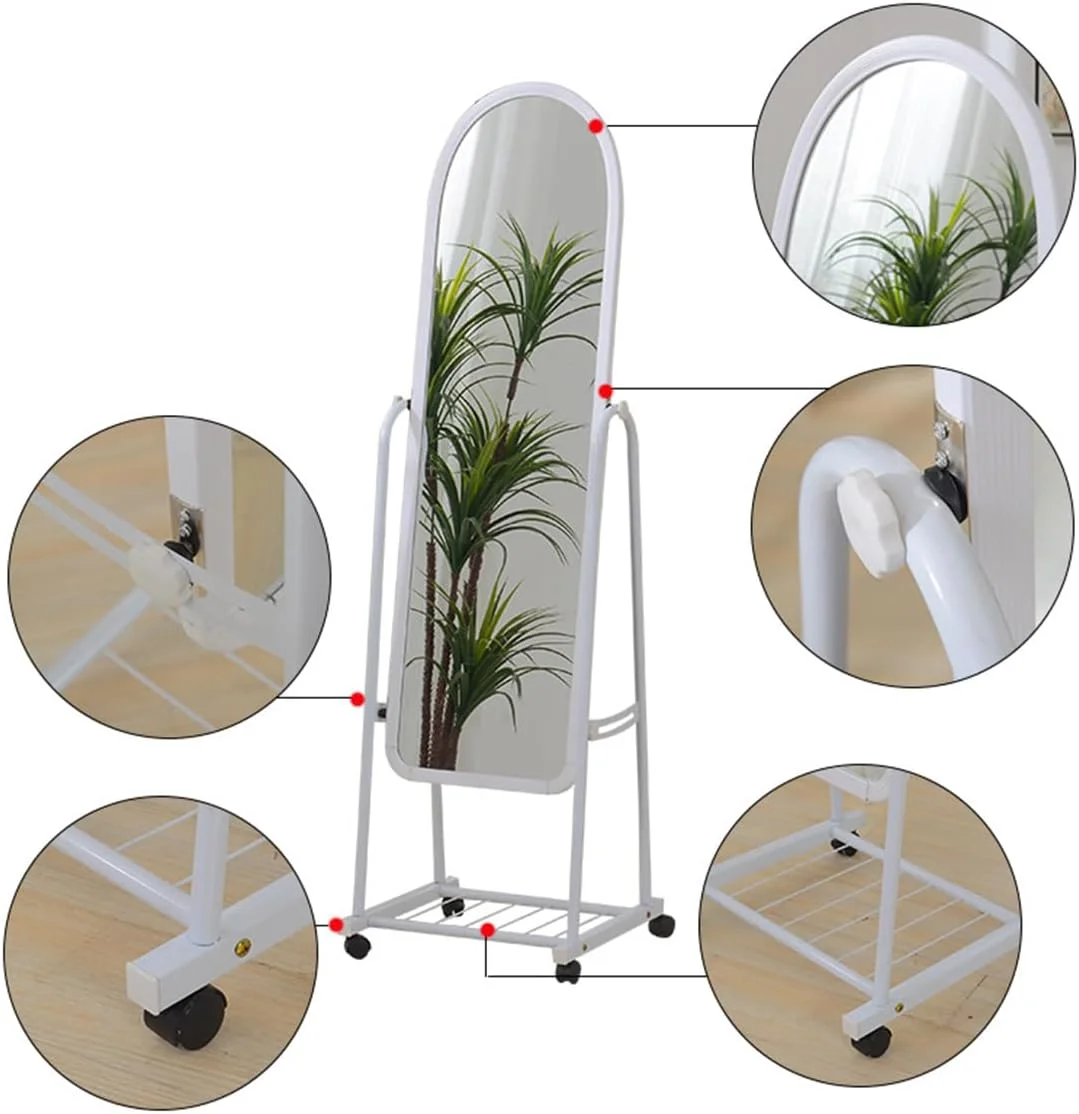 آینه قدی دکوراتیو با قاب فلزی، مناسب اتاق پرو | 32.5X42.5X160CM | سفید آینه قدی دکوراتیو با قاب فلزی، مناسب اتاق پرو | 32.5X42.5X160CM | سفید