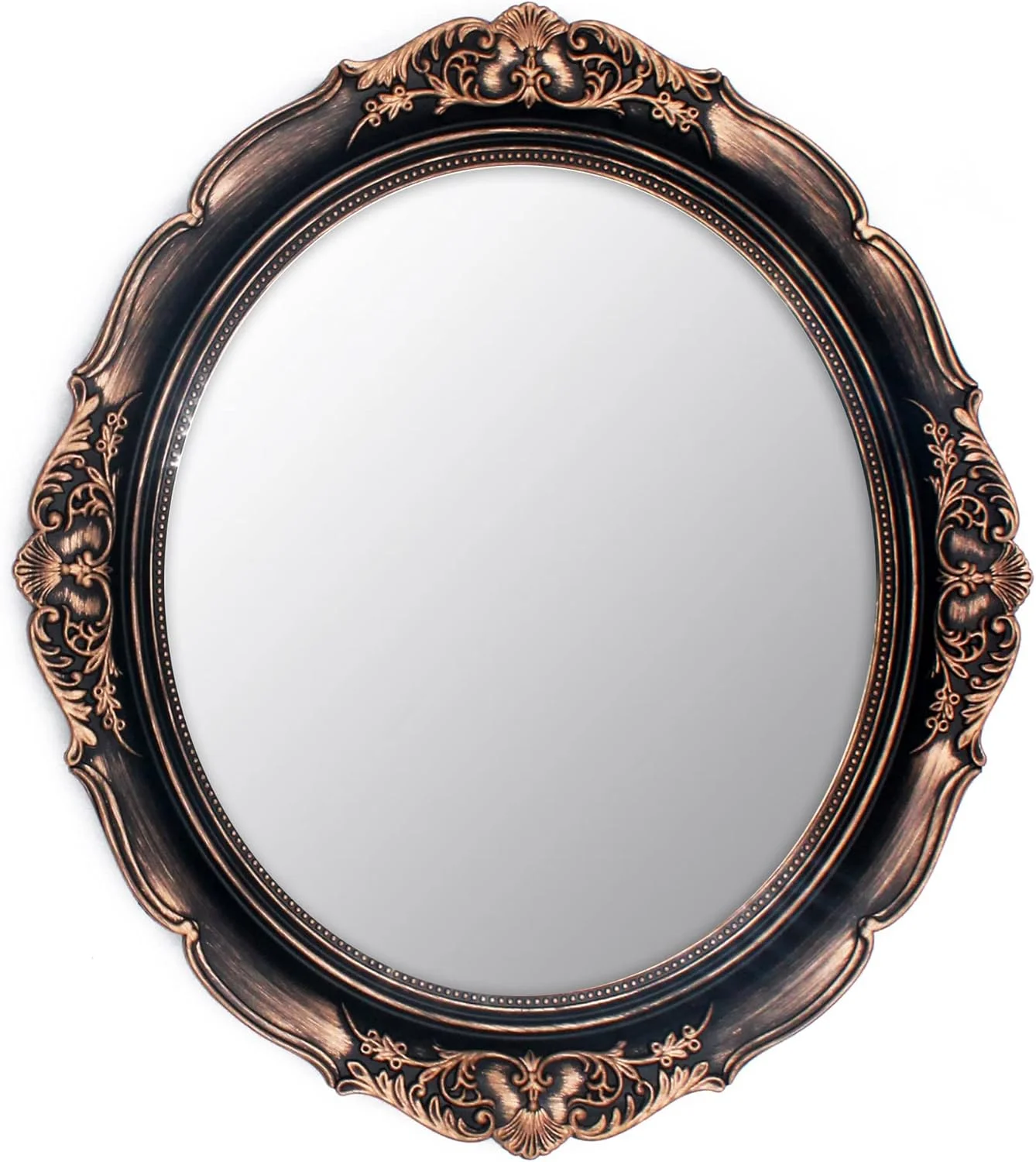 آینه دیواری تزئینی، آینه آویز طرح قدیمی برای اتاق خواب، اتاق نشیمن، تزئین میز آرایش، بیضی شکل (طلایی برنز قدیمی)