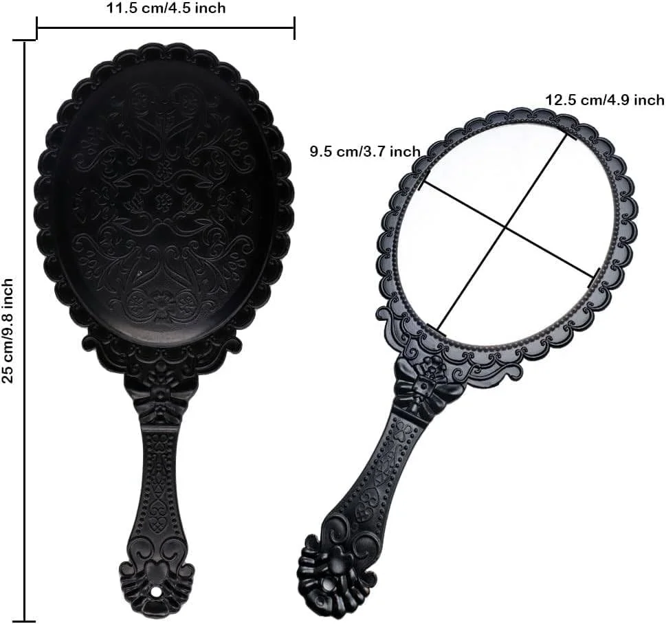 آینه دستی 3 عددی، آینه گلدار برجسته با دسته، آینه آرایشی قابل حمل برای دفتر و مسافرت