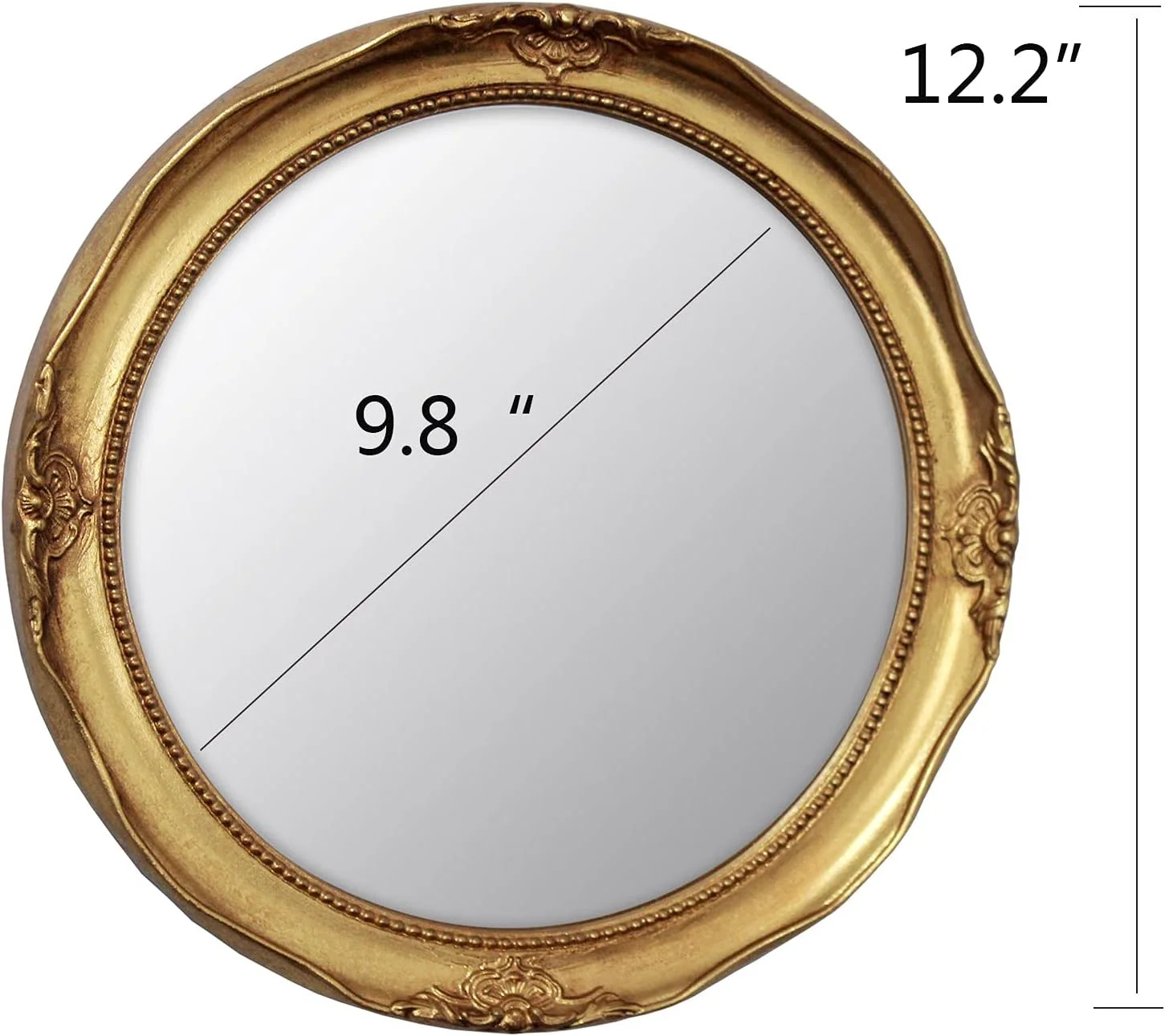آینه دیواری تزئینی فانروم وینتیج، قطر 31 سانتی متر، آینه آویز گرد طلایی