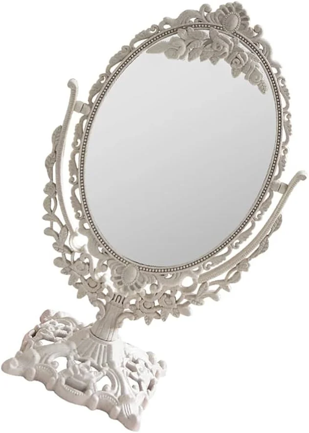 آینه آرایشی رومیزی Healifty، آینه رومیزی آرایش، آینه قدیمی با پایه، آینه های تزئینی به سبک عتیقه، آینه آرایشی