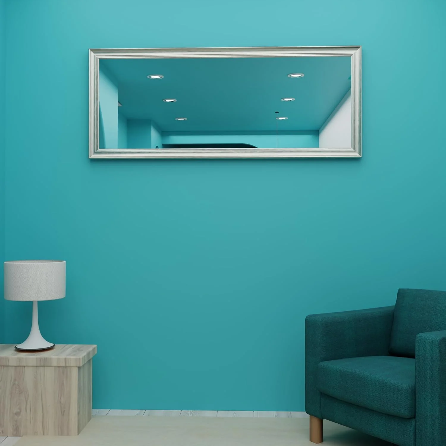 آینه قدی 174 x 74 سانتی متر، قابل آویزان کردن یا تکیه دادن به دیوار، آینه مستطیلی بزرگ اتاق خواب، آینه زمینی، آینه آرایشی، آینه دیواری، قاب PVC