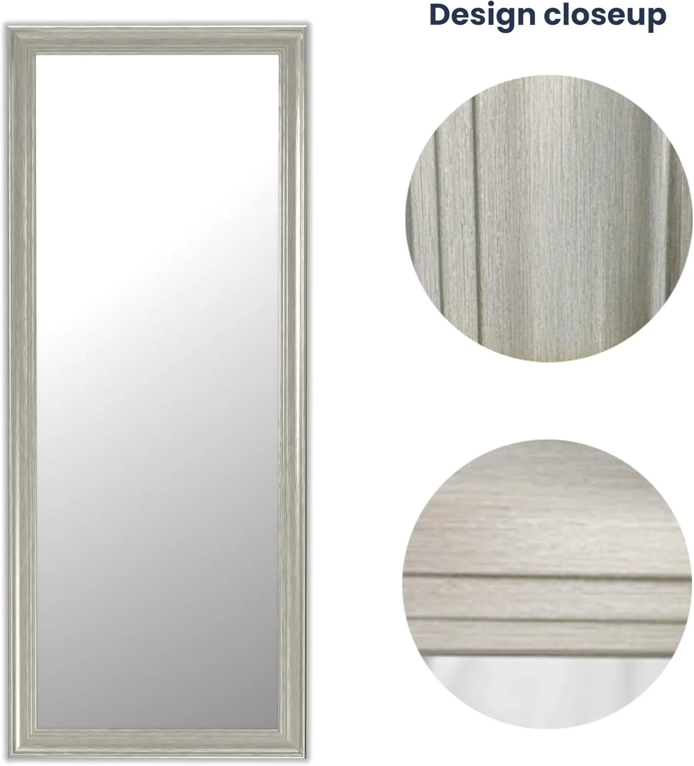 آینه قدی 174 x 74 سانتی متر، قابل آویزان کردن یا تکیه دادن به دیوار، آینه مستطیلی بزرگ اتاق خواب، آینه زمینی، آینه آرایشی، آینه دیواری، قاب PVC