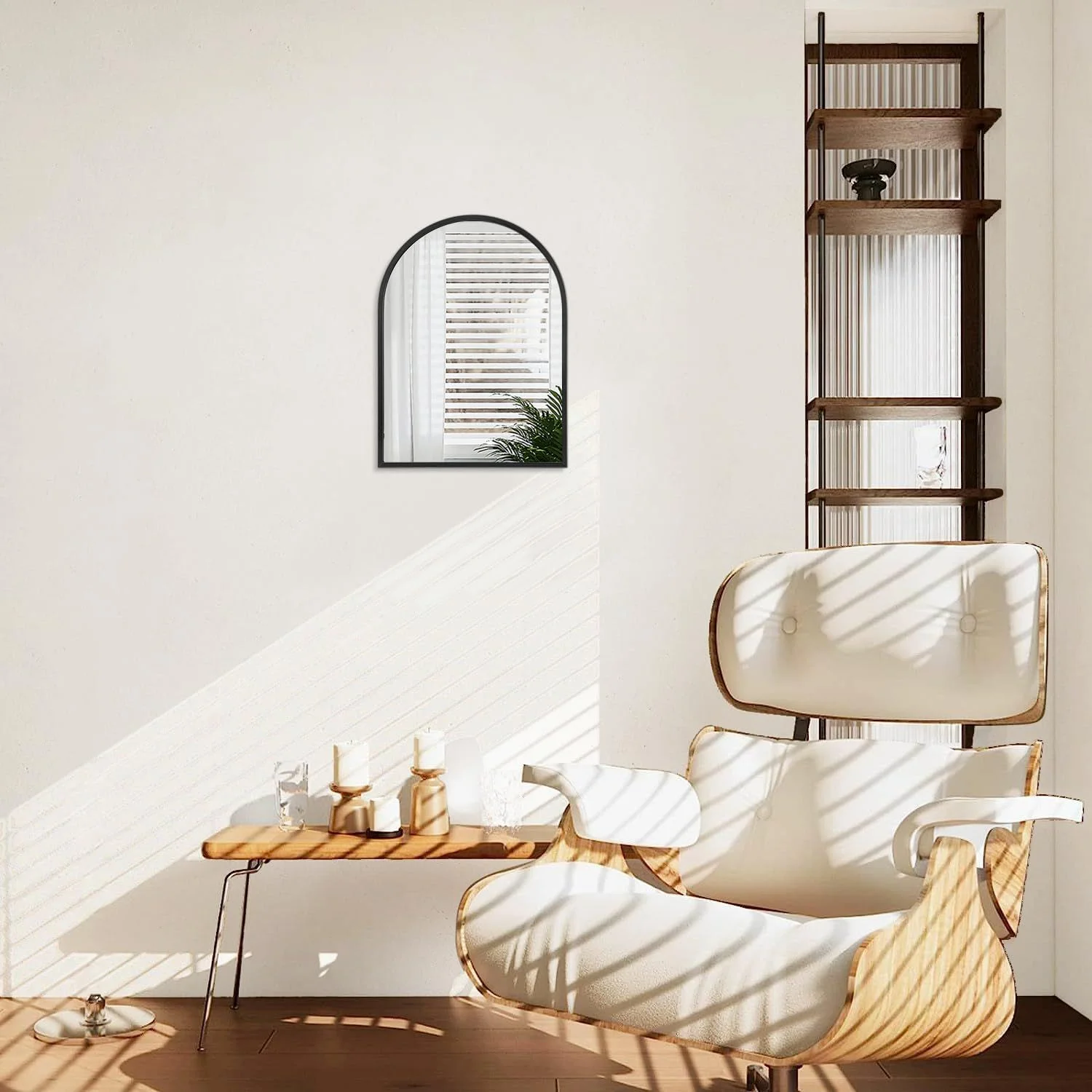 آینه دیواری قوسی مشکی با قاب آلیاژ آلومینیوم، مناسب حمام، آینه فلزی برس خورده برای اتاق نشیمن، اتاق خواب، ورودی، دکوراسیون منزل، 16 در 12 اینچ آینه دیواری قوسی مشکی با قاب آلیاژ آلومینیوم، مناسب حمام، آینه فلزی برس خورده برای اتاق نشیمن، اتاق خواب، ورودی، دکوراسیون منزل، 16 در 12 اینچ