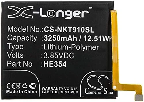 باتری جایگزین TollCor 3250mAh/3.85V برای نوکیا 9 PureView، TA-1082، TA-1087، P/N: HE354 باتری جایگزین TollCor 3250mAh/3.85V برای نوکیا 9 PureView، TA-1082، TA-1087، P/N: HE354
