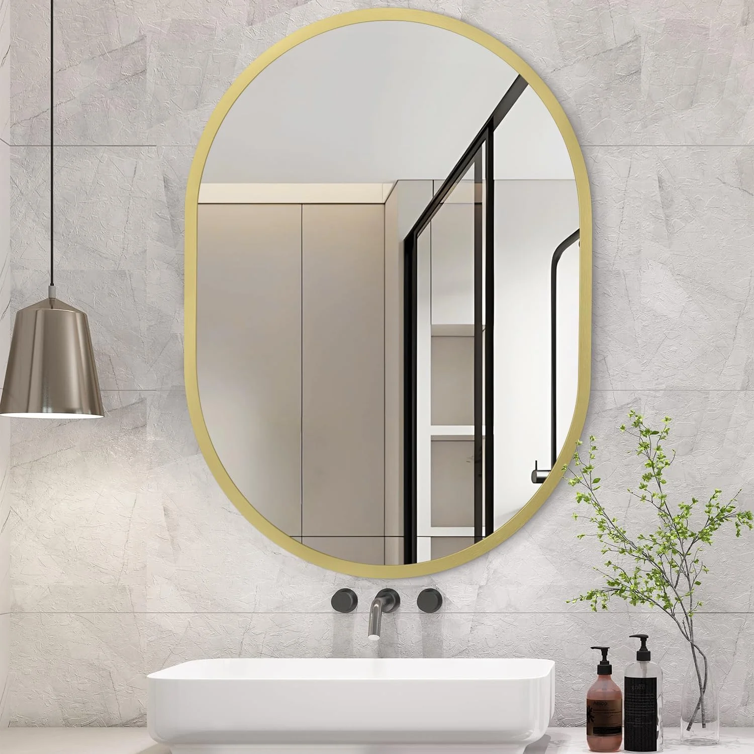 آینه های بیضی قاب فلزی JJUUYOU برای دیوار، آینه های روشویی حمام، تزئینی برای اتاق نشیمن، اتاق خواب، ورودی راهروها، افقی و عمودی 30x40 سانتی متر، آینه های آویز طلایی آینه های بیضی قاب فلزی JJUUYOU برای دیوار، آینه های روشویی حمام، تزئینی برای اتاق نشیمن، اتاق خواب، ورودی راهروها، افقی و عمودی 30x40 سانتی متر، آینه های آویز طلایی