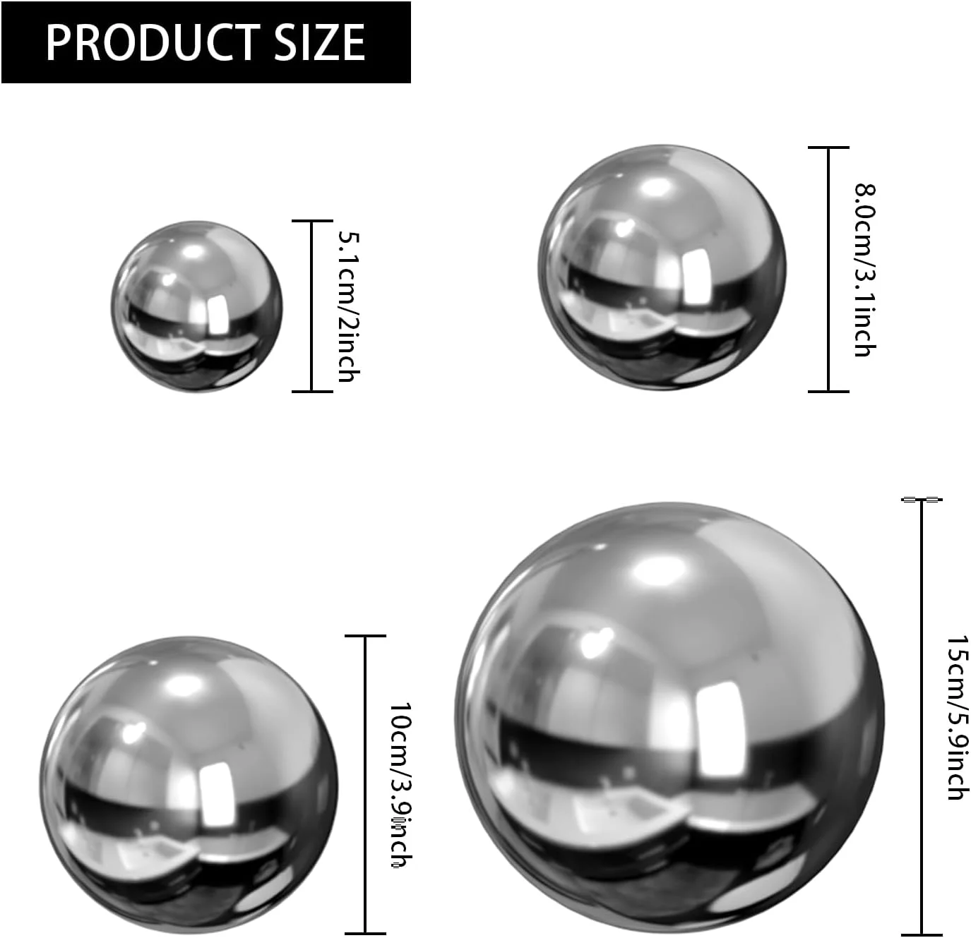 توپ های تزئینی استیل ضد زنگ 8 عددی برای کاسه های دکوری، توپ های فلزی با اندازه های مختلف، گوی های آینه ای، پرکننده های کاسه، دکوراسیون منزل (نقره ای) توپ های تزئینی استیل ضد زنگ 8 عددی برای کاسه های دکوری، توپ های فلزی با اندازه های مختلف، گوی های آینه ای، پرکننده های کاسه، دکوراسیون منزل (نقره ای)