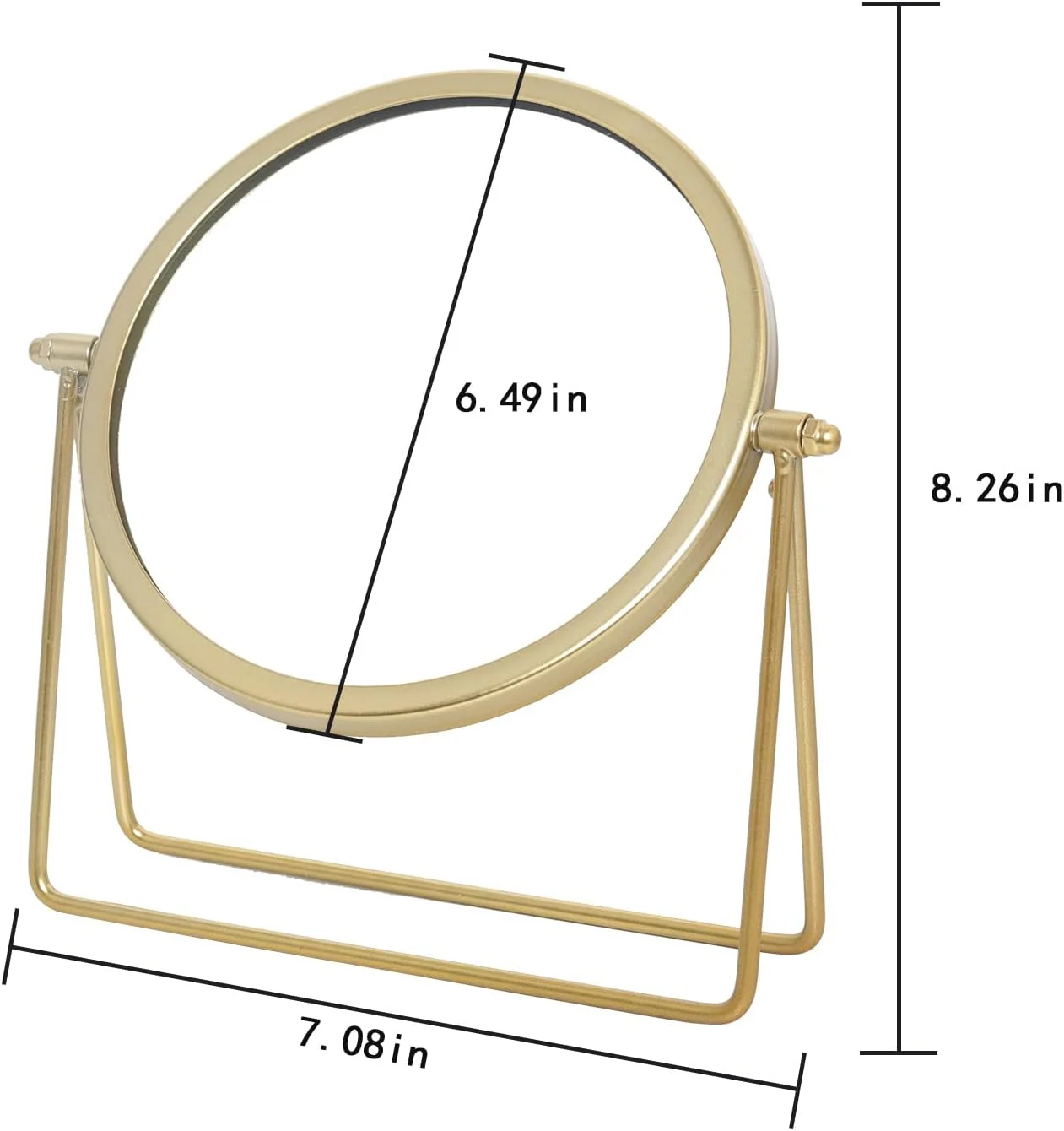 LONGSHENG - از سال 2001 - آینه آرایشی یک طرفه، آینه فلزی آرایشی رومیزی، آینه گرد زیبایی، آینه آرایش 6.49 اینچی برای میز آرایش - طلایی LONGSHENG - از سال 2001 - آینه آرایشی یک طرفه، آینه فلزی آرایشی رومیزی، آینه گرد زیبایی، آینه آرایش 6.49 اینچی برای میز آرایش - طلایی