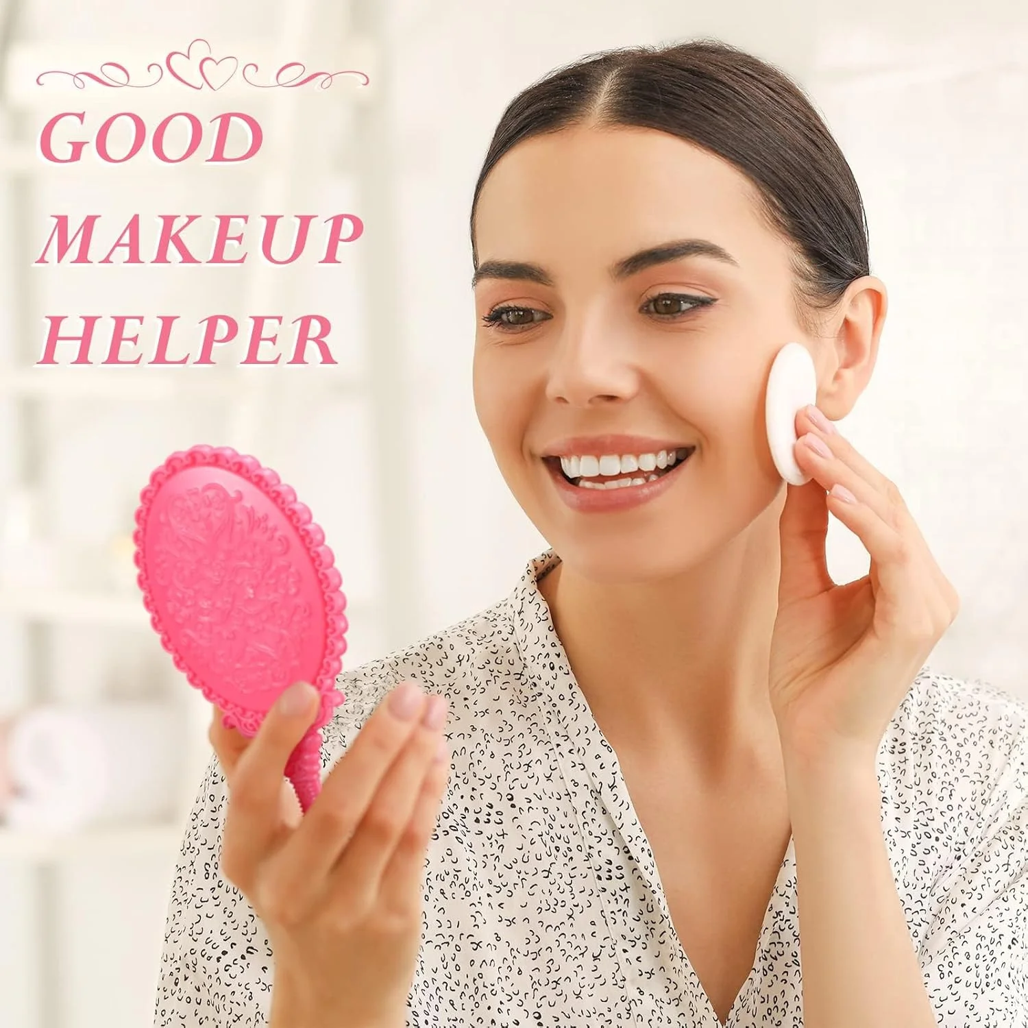 آینه دستی رترو MAKINGTEC، 16 عدد آینه آرایشی بیضی شکل تزئینی با دسته، مناسب برای مسافرت دخترانه (مشکی، سفید، آبی، صورتی) آینه دستی رترو MAKINGTEC، 16 عدد آینه آرایشی بیضی شکل تزئینی با دسته، مناسب برای مسافرت دخترانه (مشکی، سفید، آبی، صورتی)