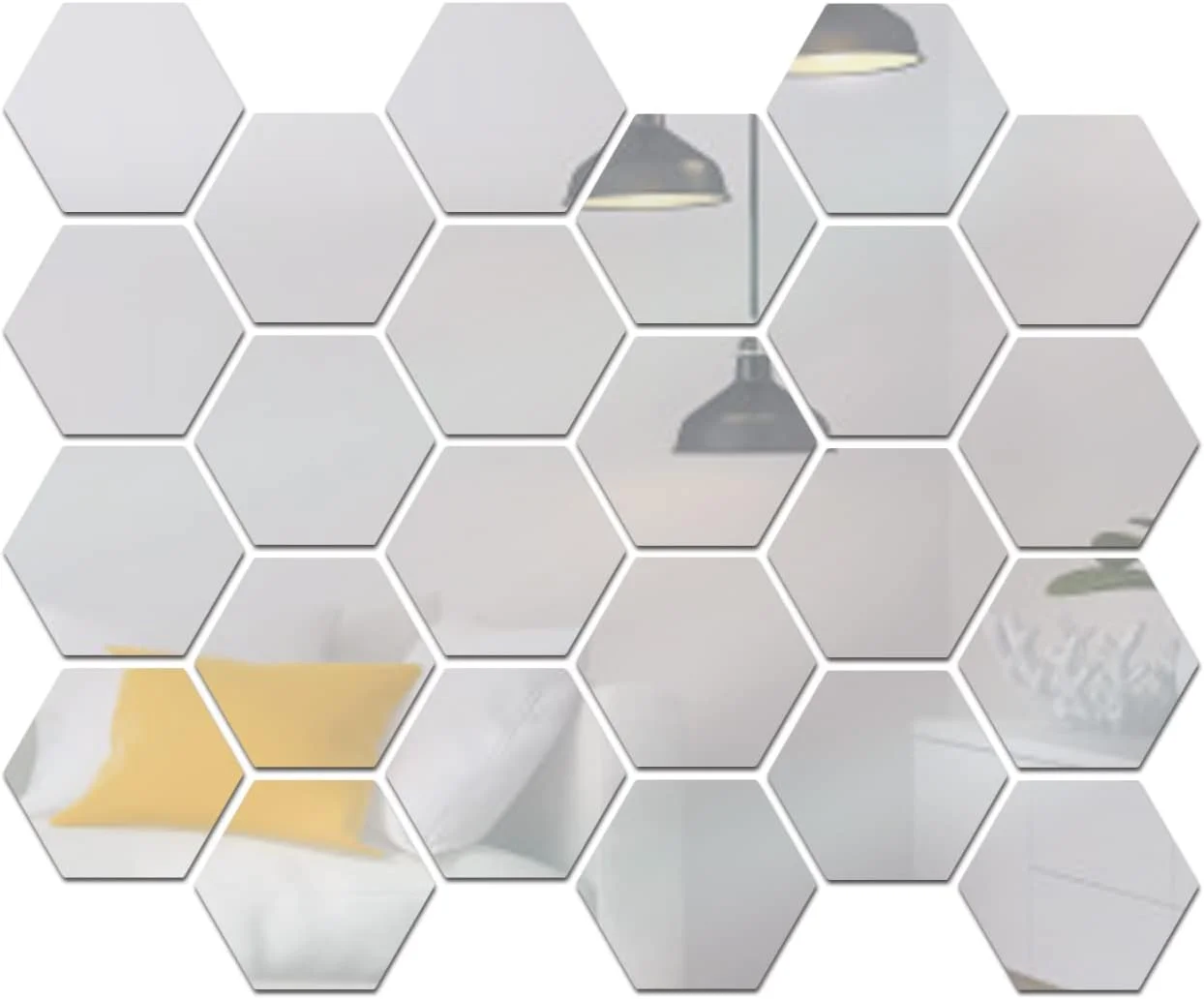 برچسب دیواری آینه ای شش ضلعی 24 عددی Pepisky، برچسب های دیواری قابل جابجایی، آینه تزئینی اکریلیک، دکوراسیون منزل DIY برای اتاق خواب، حمام، اتاق نشیمن