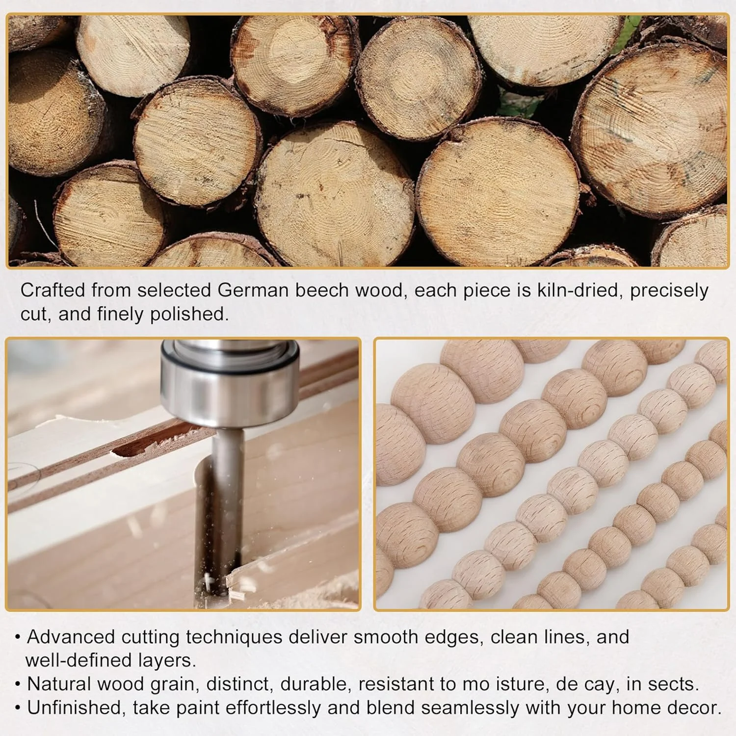 مجموعه 15 عددی زه مهره چوبی خام Soengsau، طول 40 سانتی متر - مناسب برای رنگ آمیزی، قالب گیری تزئینی زیبا، کاردستی DIY برای قاب مبلمان، لبه آینه، دیوار، درب، کمد، میز آرایش، قفسه مجموعه 15 عددی زه مهره چوبی خام Soengsau، طول 40 سانتی متر - مناسب برای رنگ آمیزی، قالب گیری تزئینی زیبا، کاردستی DIY برای قاب مبلمان، لبه آینه، دیوار، درب، کمد، میز آرایش، قفسه