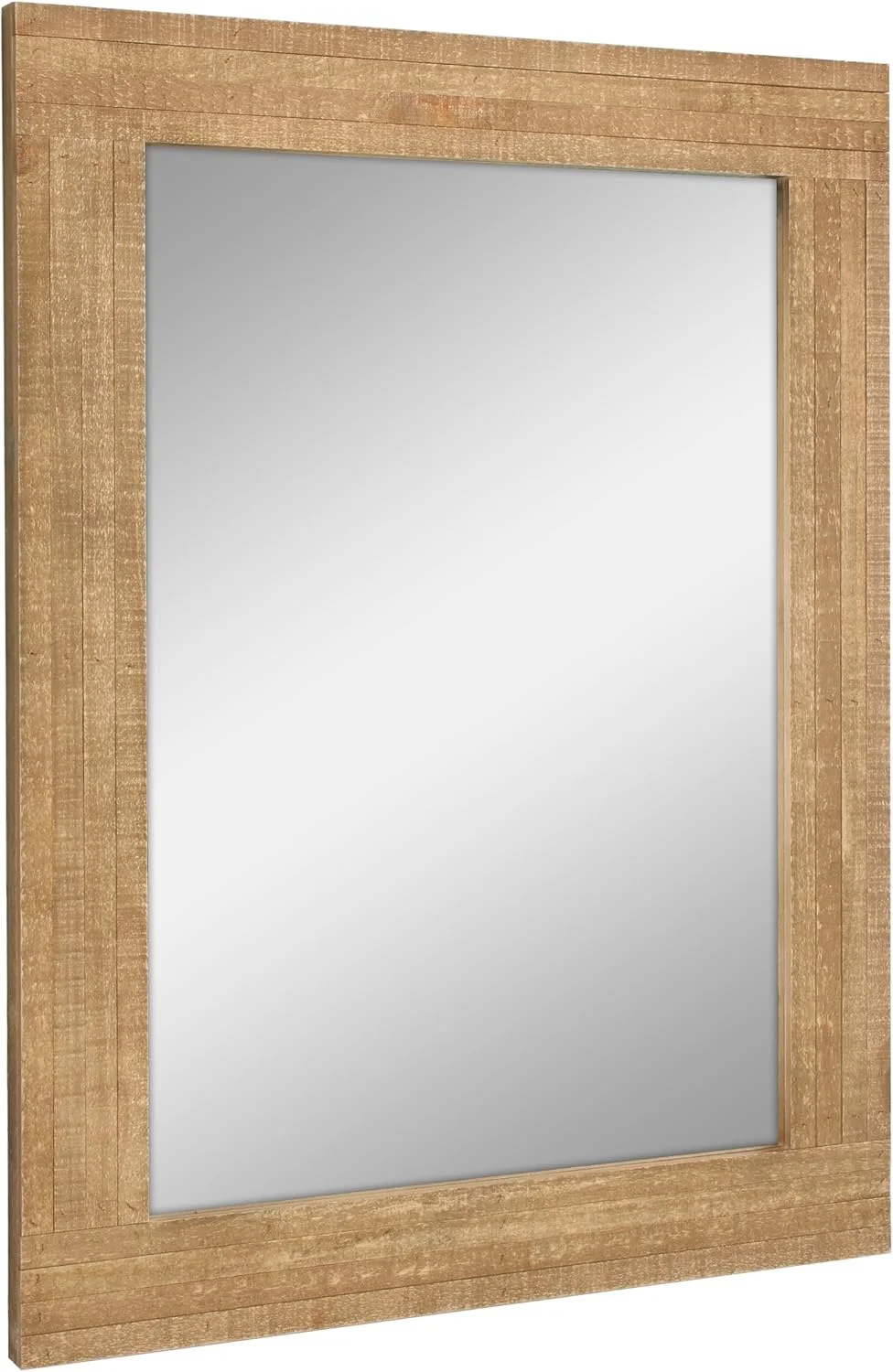 آینه دیواری مستطیلی چوبی طبیعی استونبریار، متوسط، قهوه ای