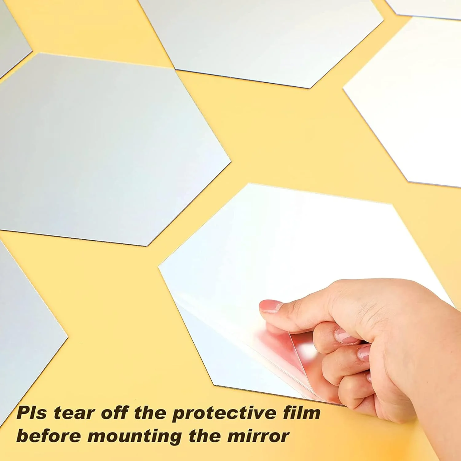 برچسب های آینه ای اکریلیک جداشدنی 24 تکه Sulfar | برچسب های آینه ای تزئینی طرح لانه زنبوری برای اتاق نشیمن و اتاق خواب | 6 x 7.1 x 3.5 اینچ | بسته 24 عددی