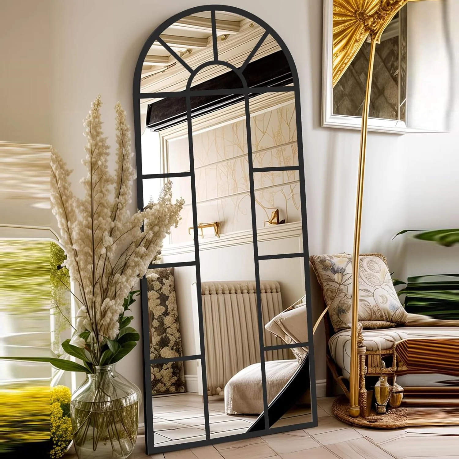 آینه قدی کمانی VPHOME، 170x60 سانتی متر، آینه دکوراتیو پنجره ای، آینه فلزی قاب دار، آینه دیواری دکوراسیون خانه روستایی مناسب اتاق خواب، نشیمن، ورودی (مشکی) آینه قدی کمانی VPHOME، 170x60 سانتی متر، آینه دکوراتیو پنجره ای، آینه فلزی قاب دار، آینه دیواری دکوراسیون خانه روستایی مناسب اتاق خواب، نشیمن، ورودی (مشکی)