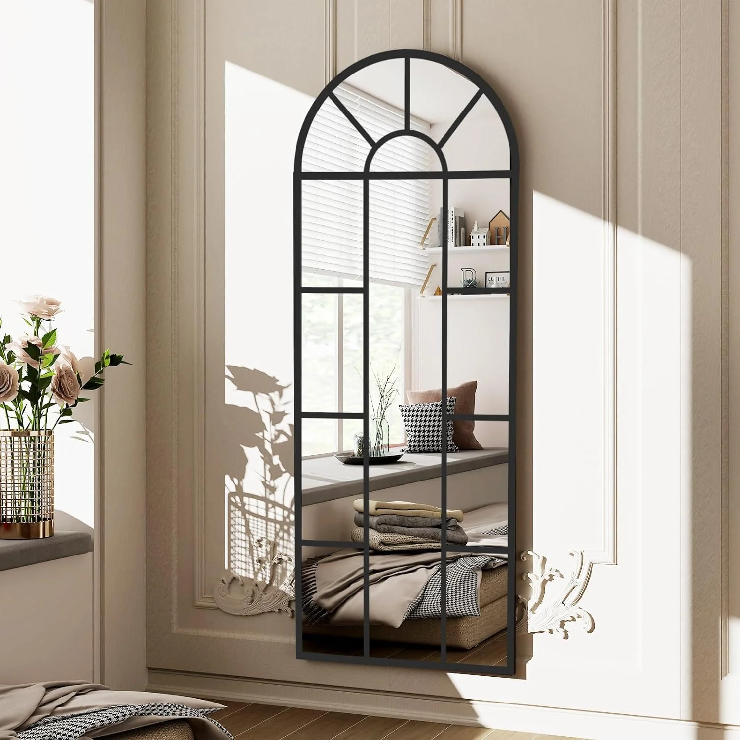 آینه قدی کمانی VPHOME، 170x60 سانتی متر، آینه دکوراتیو پنجره ای، آینه فلزی قاب دار، آینه دیواری دکوراسیون خانه روستایی مناسب اتاق خواب، نشیمن، ورودی (مشکی) آینه قدی کمانی VPHOME، 170x60 سانتی متر، آینه دکوراتیو پنجره ای، آینه فلزی قاب دار، آینه دیواری دکوراسیون خانه روستایی مناسب اتاق خواب، نشیمن، ورودی (مشکی)