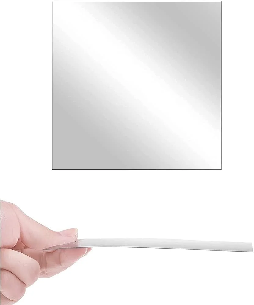 بسته 16 عددی آینه خود چسب، کاشی آینه 15x15 سانتی متر، ورق های آینه پلاستیکی انعطاف پذیر، آینه اکریلیک 0.2 میلی متر ضخیم، آینه کوچک بدون قاب برای دکوراسیون منزل