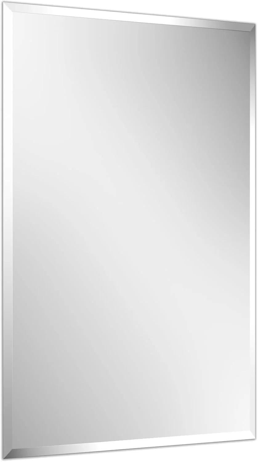 آینه دیواری مستطیلی Wisfor: آینه دیواری HD با ابعاد 50x70 سانتی متر، شیشه حرارت دیده با قاب نازک پخ دار، قابل نصب به صورت عمودی یا افقی برای حمام، اتاق خواب، اتاق نشیمن و راهرو
