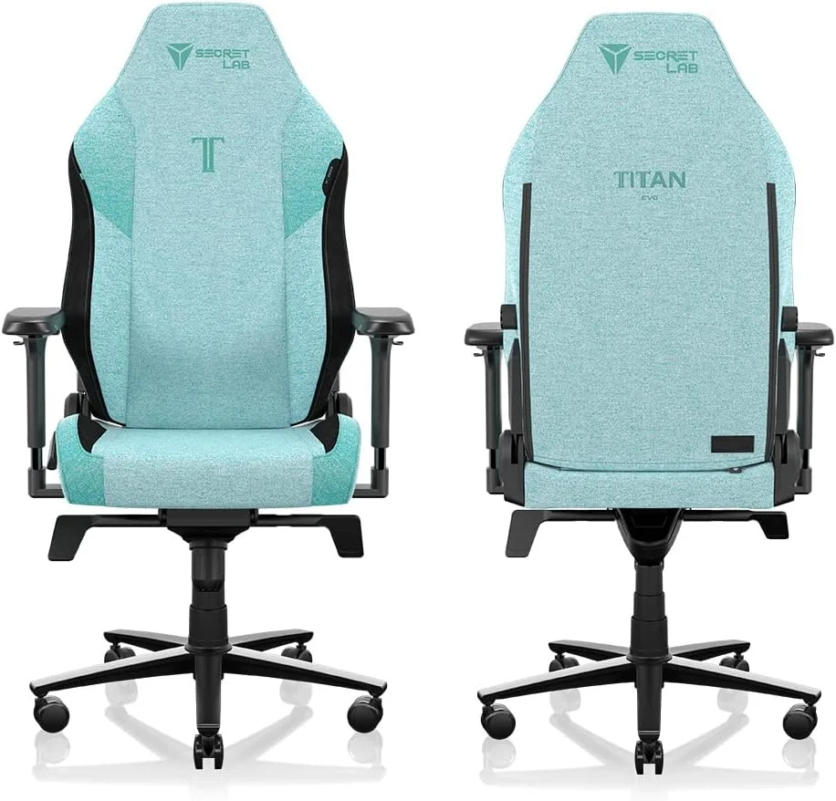 صندلی گیمینگ تایتان ایوو سیکرت لب، سبز نعنایی - صندلی کامپیوتر تکیه گاه دار، ارگونومیک و مقاوم با دسته های 4D، بالشتک سر مغناطیسی و پشتیبانی کمری - مناسب افراد سنگین وزن تا 180 کیلوگرم - سبز - پارچه