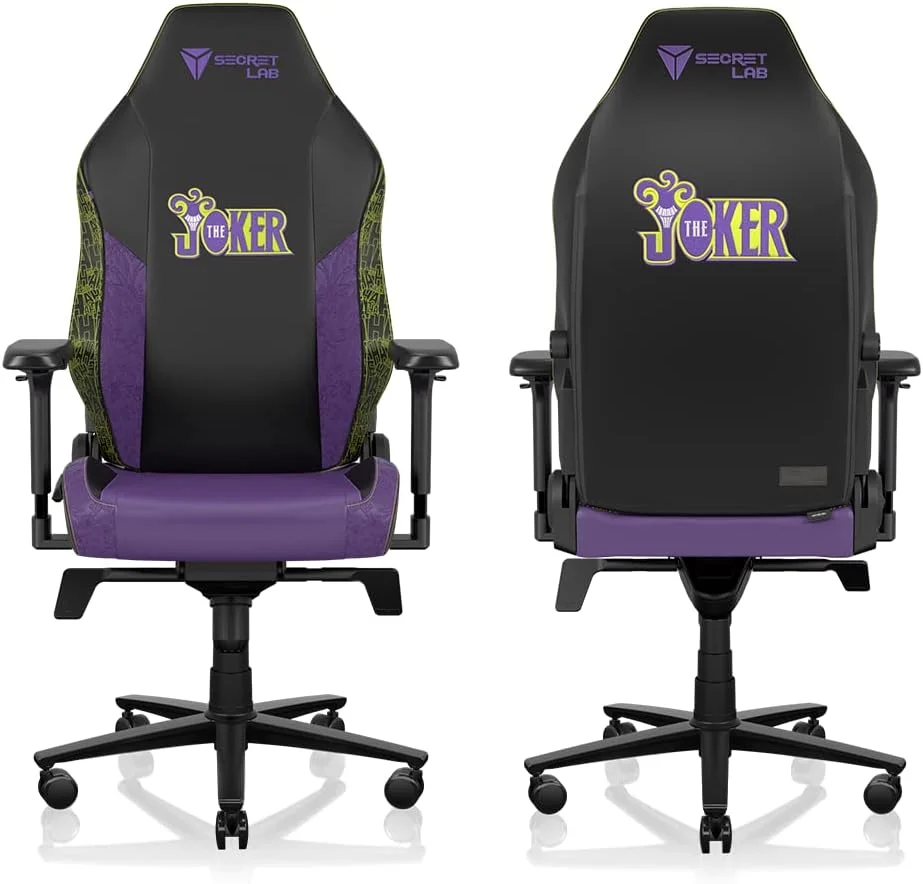 صندلی گیمینگ تایتان ایوو جوکر - تکیه‌گاهی - صندلی کامپیوتر ارگونومیک و راحت با دسته‌های 4D - بالشتک سر مغناطیسی و پشتیبانی کمری 4 طرفه - مشکی/بنفش - چرم مصنوعی