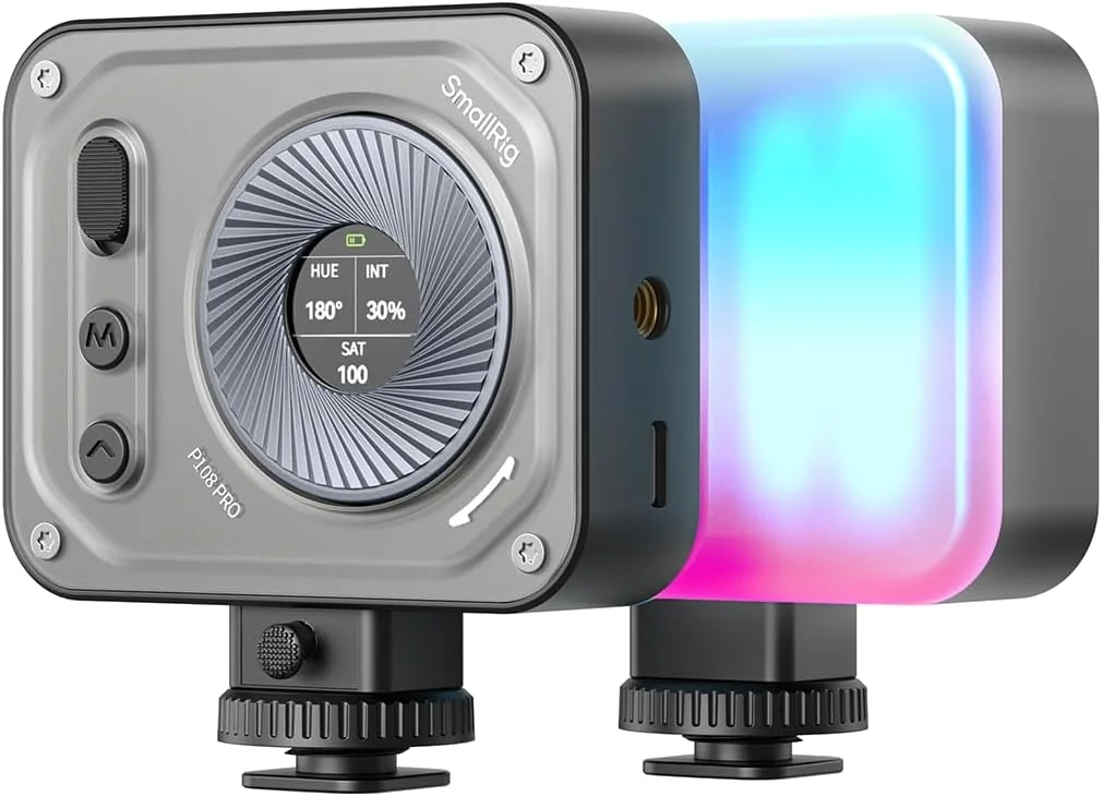نور ویدئویی RGB مدل SMALLRIG Vibe P108 Pro، نور LED قابل حمل دوربین برای عکاسی، نور کفشک سرد، CRI95+، 2500-6500K، 12 جلوه ویژه، لوازم جانبی نور پرکننده برای تولیدکنندگان محتوا و استریمینگ - 4661
