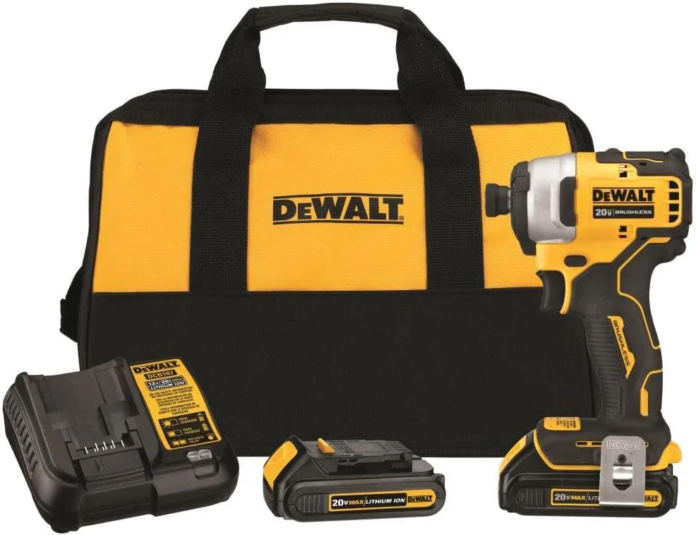 دریل پیچ گوشتی ضربه ای شارژی جمع و جور 20 ولت DEWALT ATOMIC، کیت بی سیم، 2 باتری، 1/4 اینچ (DCF809C2) دریل پیچ گوشتی ضربه ای شارژی جمع و جور 20 ولت DEWALT ATOMIC، کیت بی سیم، 2 باتری، 1/4 اینچ (DCF809C2)